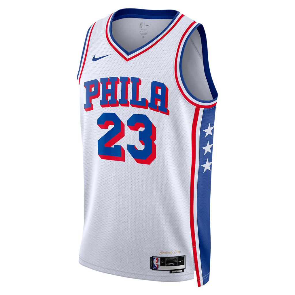 Philadelphia 76ers Nike Association Edition Swingman Jersey - White - LeBron James - Unisex