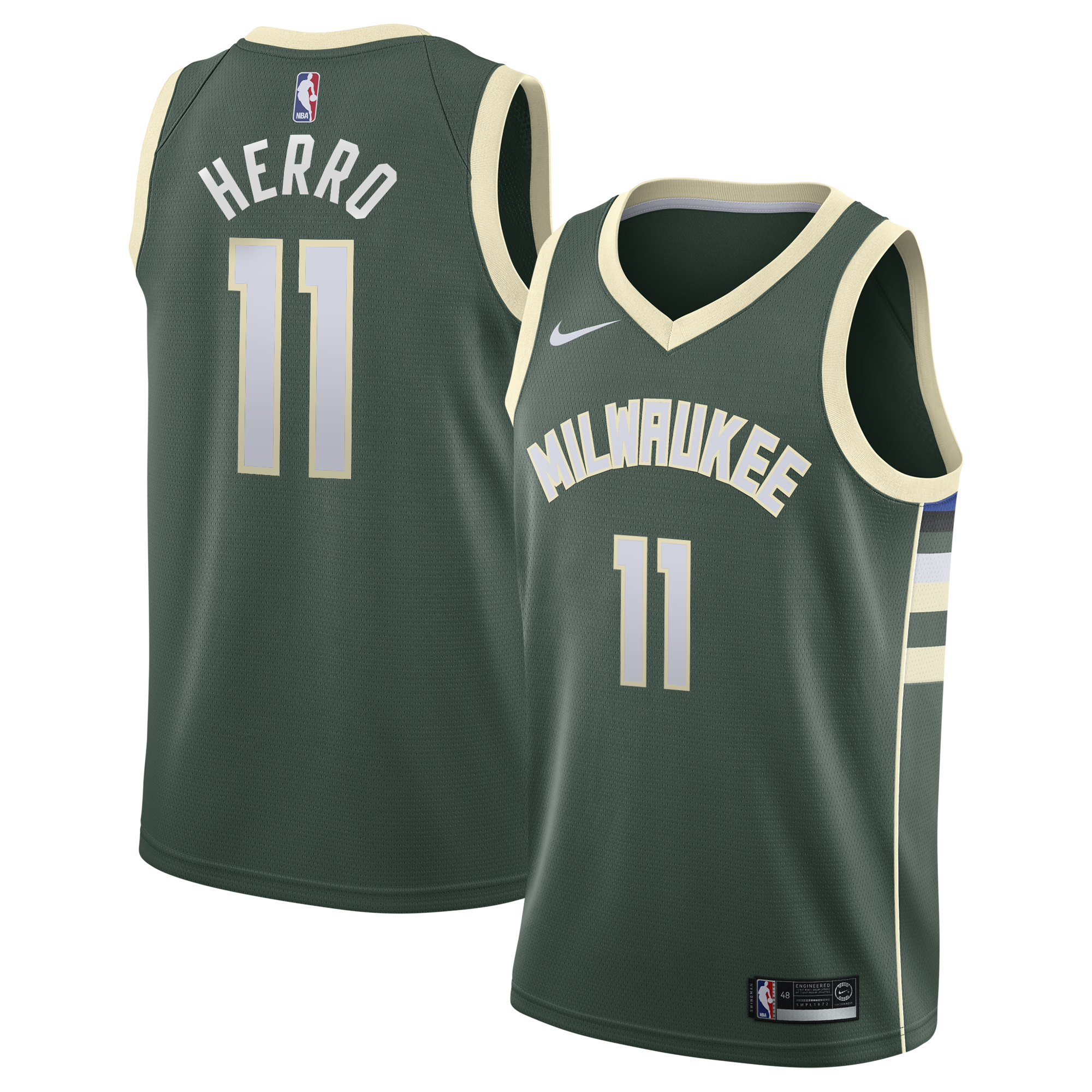 Milwaukee Bucks Nike Icon Edition Swingman Jersey - Hunter Green - Tyler Herro - Youth