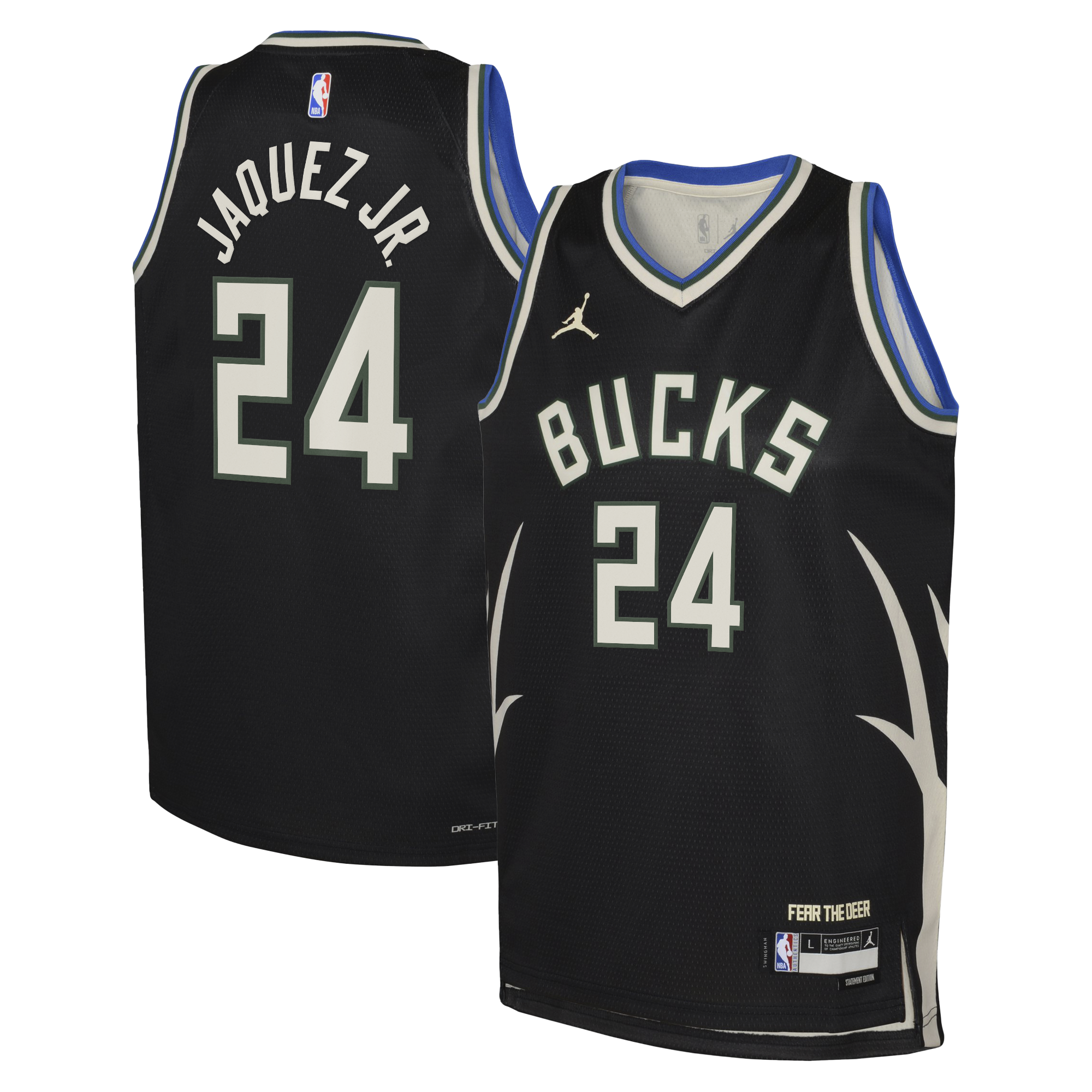 Milwaukee Bucks Jordan Brand Statement Edition Swingman Jersey - Hunter Green - Jaime Jaquez Jr. - Youth