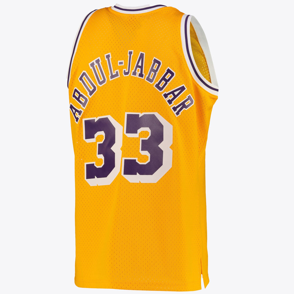 Los Angeles Lakers Mitchell & Ness Kareem Abdul-Jabbar Road Swingman Jersey - Light Gold - Men's