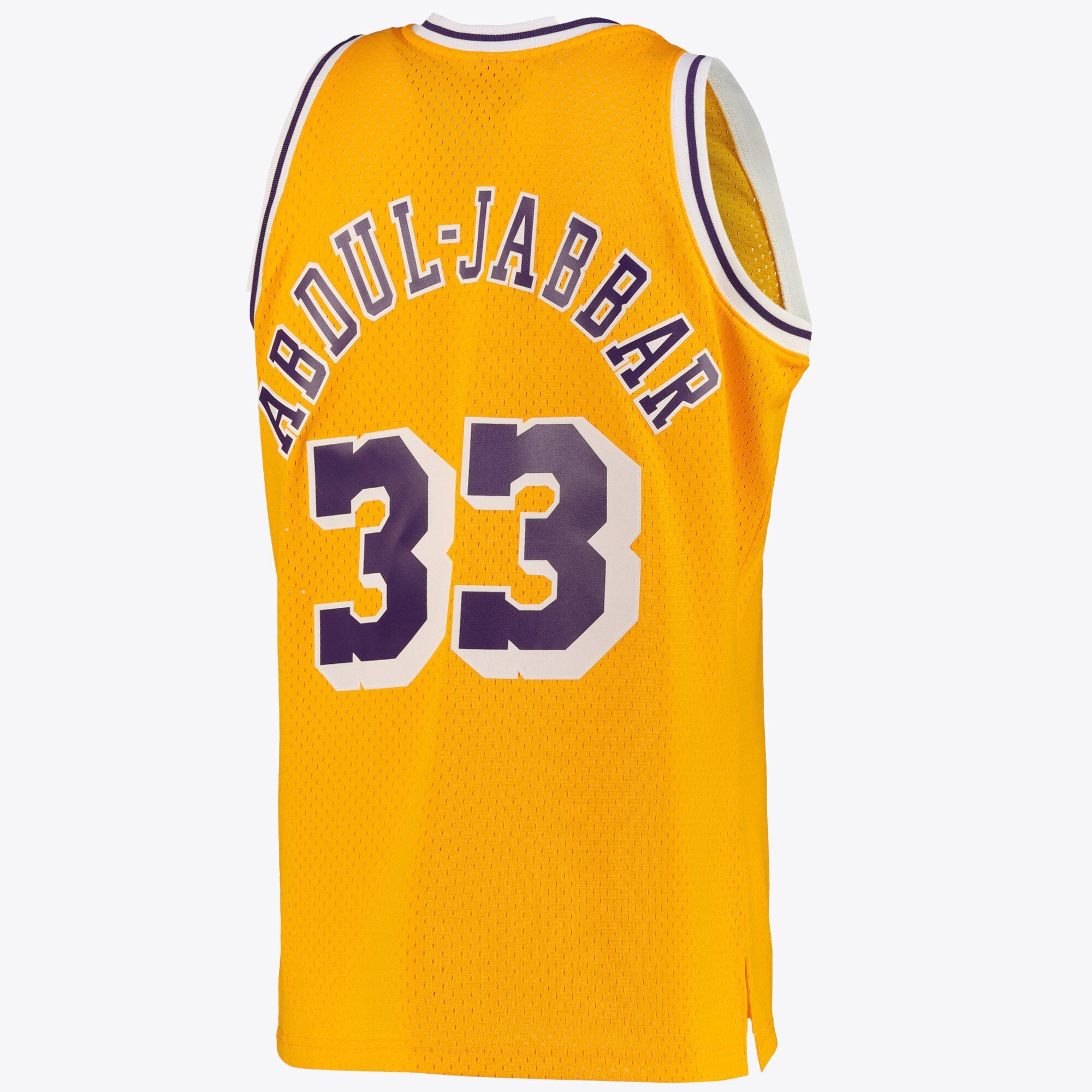 Los Angeles Lakers Mitchell & Ness Kareem Abdul-Jabbar Road Swingman Jersey - Light Gold - Men's