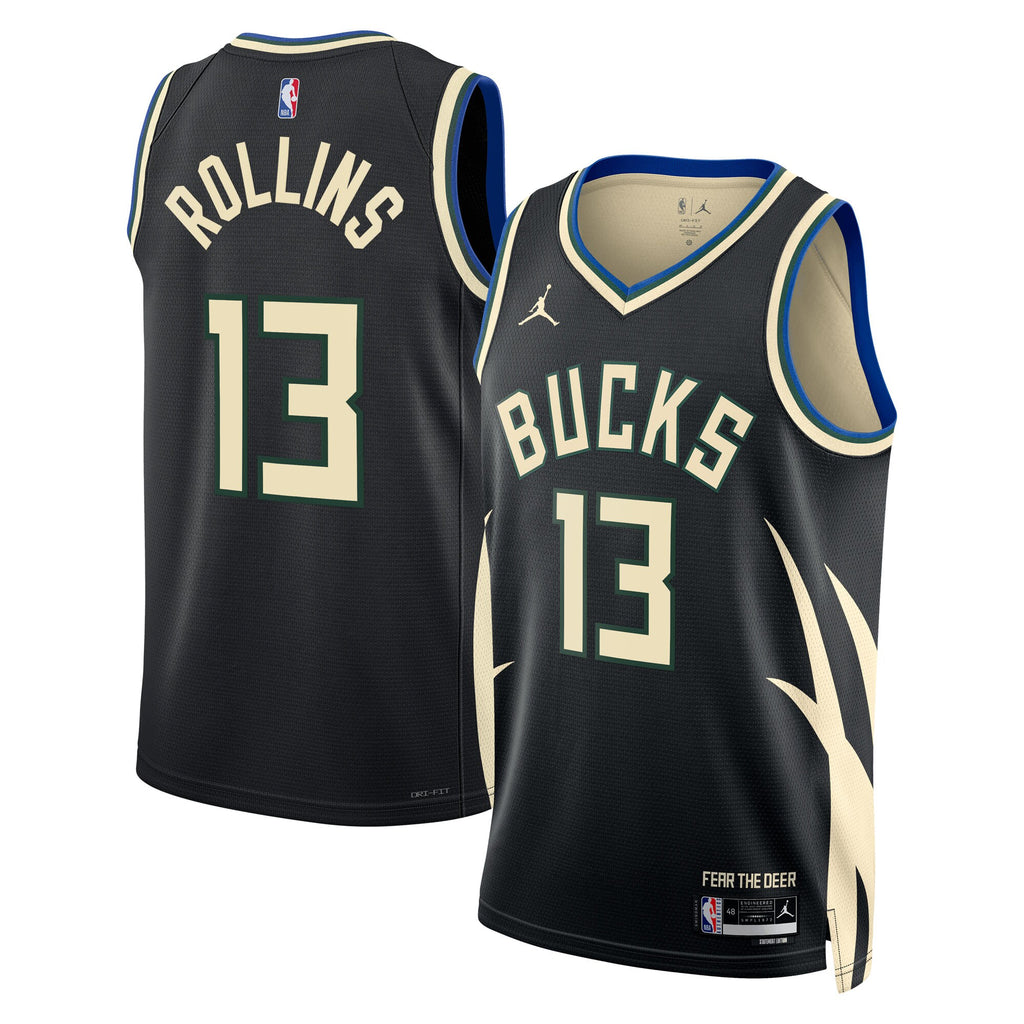Milwaukee Bucks Jordan Brand Statement Edition Swingman Jersey - Hunter Green - Ryan Rollins - Unisex