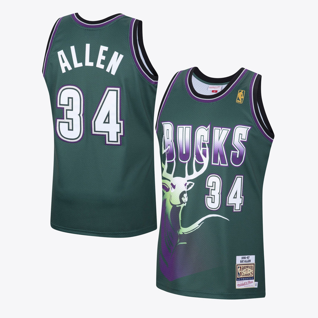 Milwaukee Bucks Mitchell & Ness Ray Allen 1996 Hardwood Classics Alternate Swingman Jersey - Dark Green - Men's