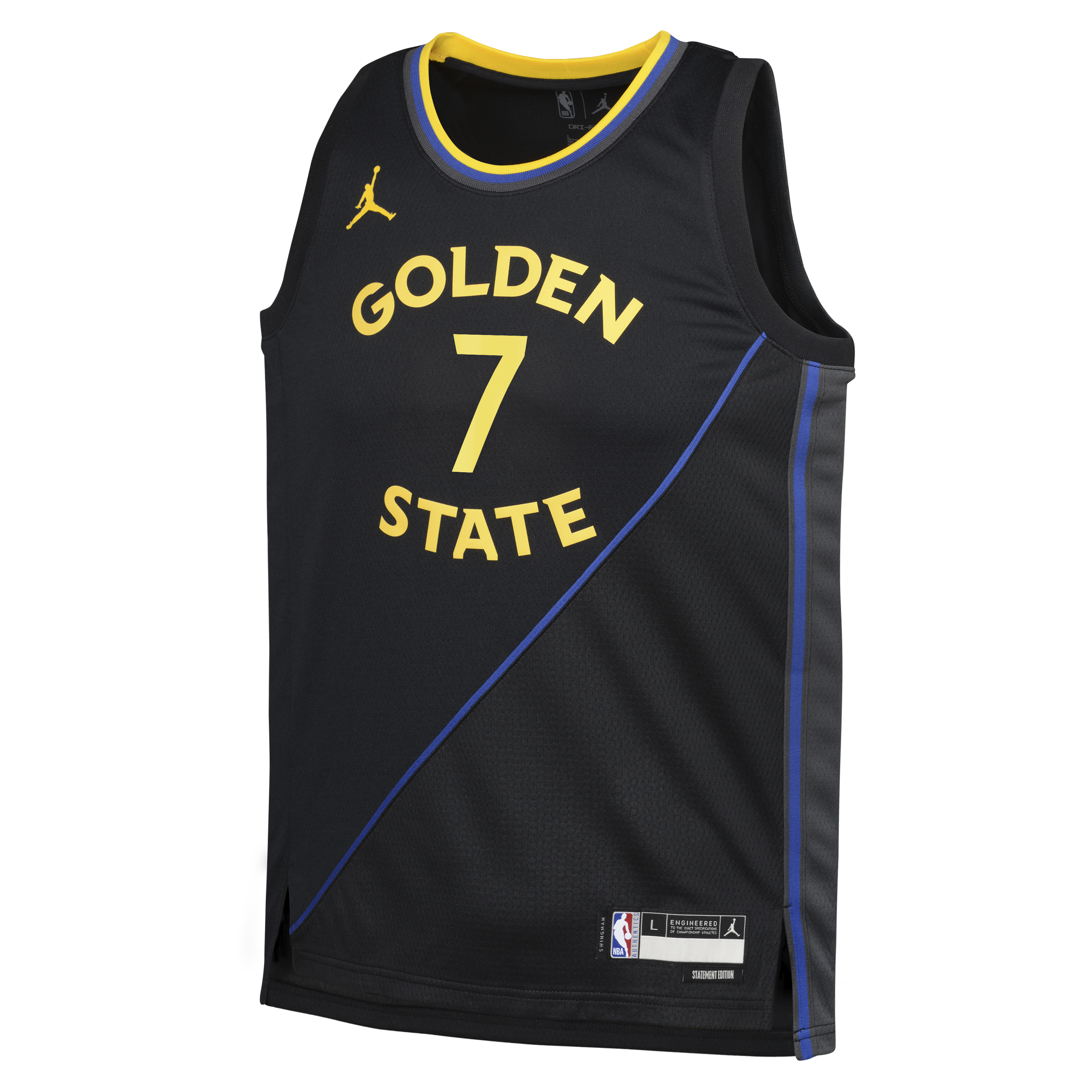 Golden State Warriors Jordan Brand Statement Edition Swingman Jersey - Black - Kristaps Porziņģis - Youth