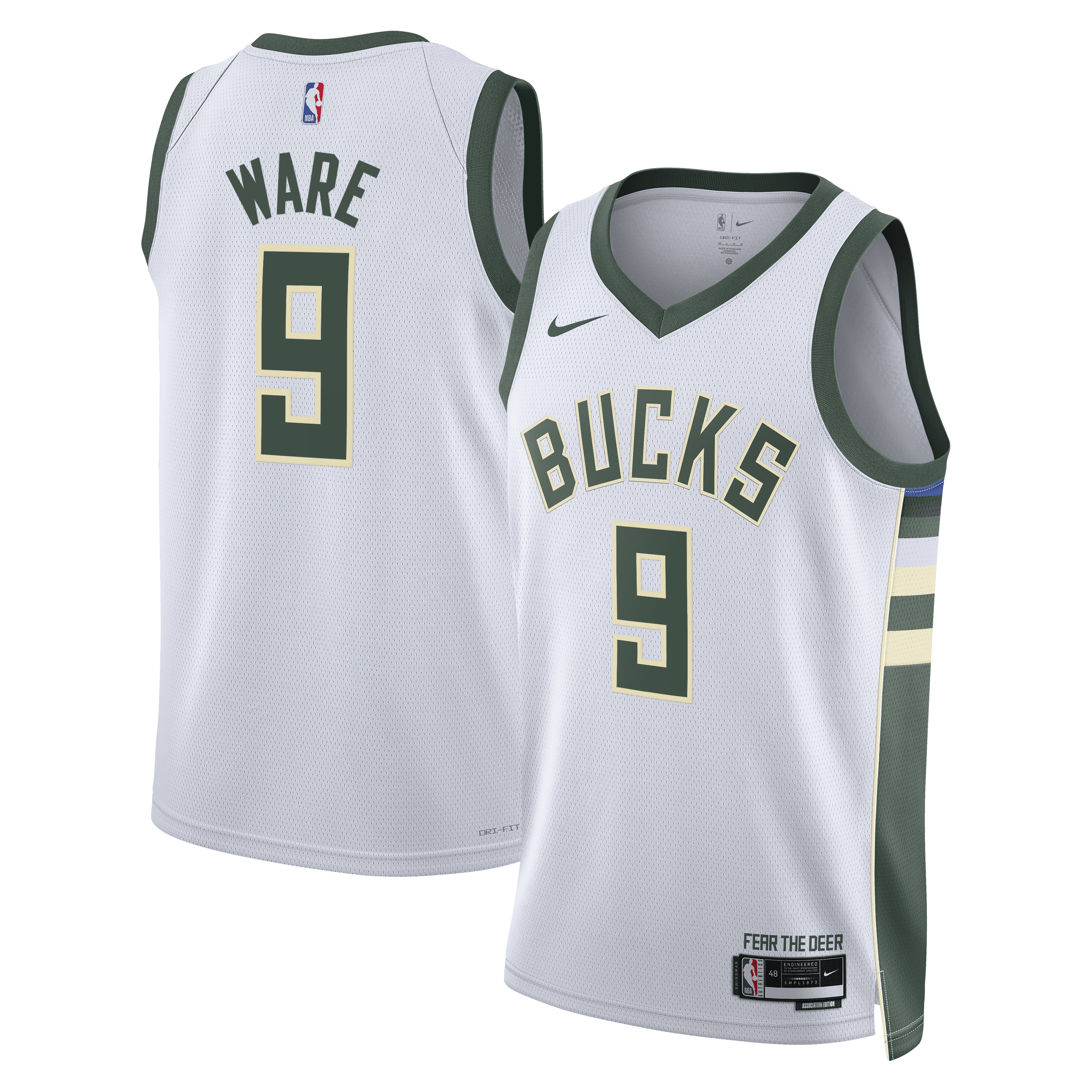 Milwaukee Bucks Nike Association Edition Swingman Jersey - White - Kel'el Ware - Unisex