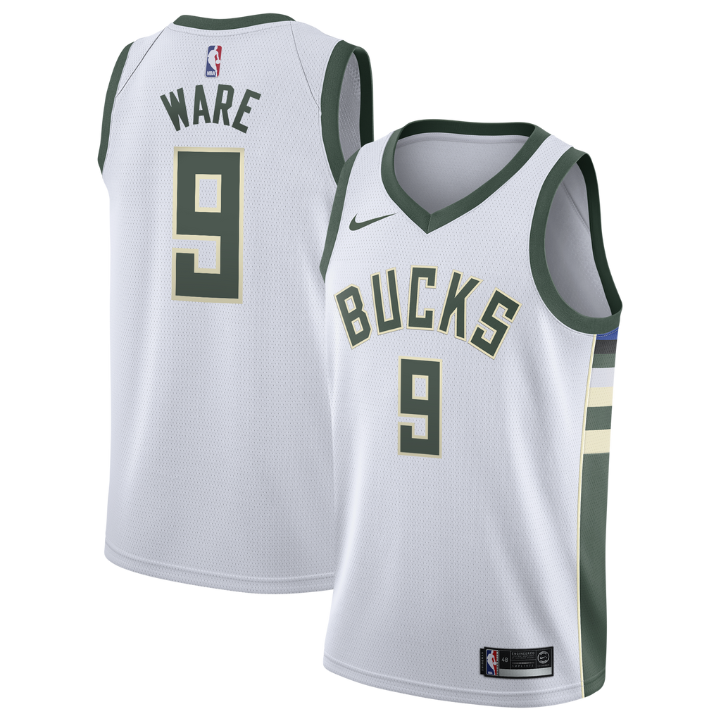 Milwaukee Bucks Nike Association Edition Swingman Jersey - White - Kel'el Ware - Youth