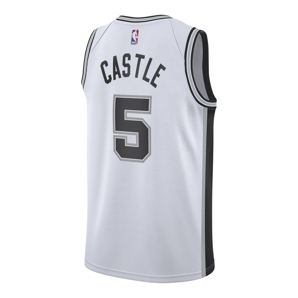 San Antonio Spurs Nike Association Edition Swingman Jersey - White - Stephon Castle - Youth