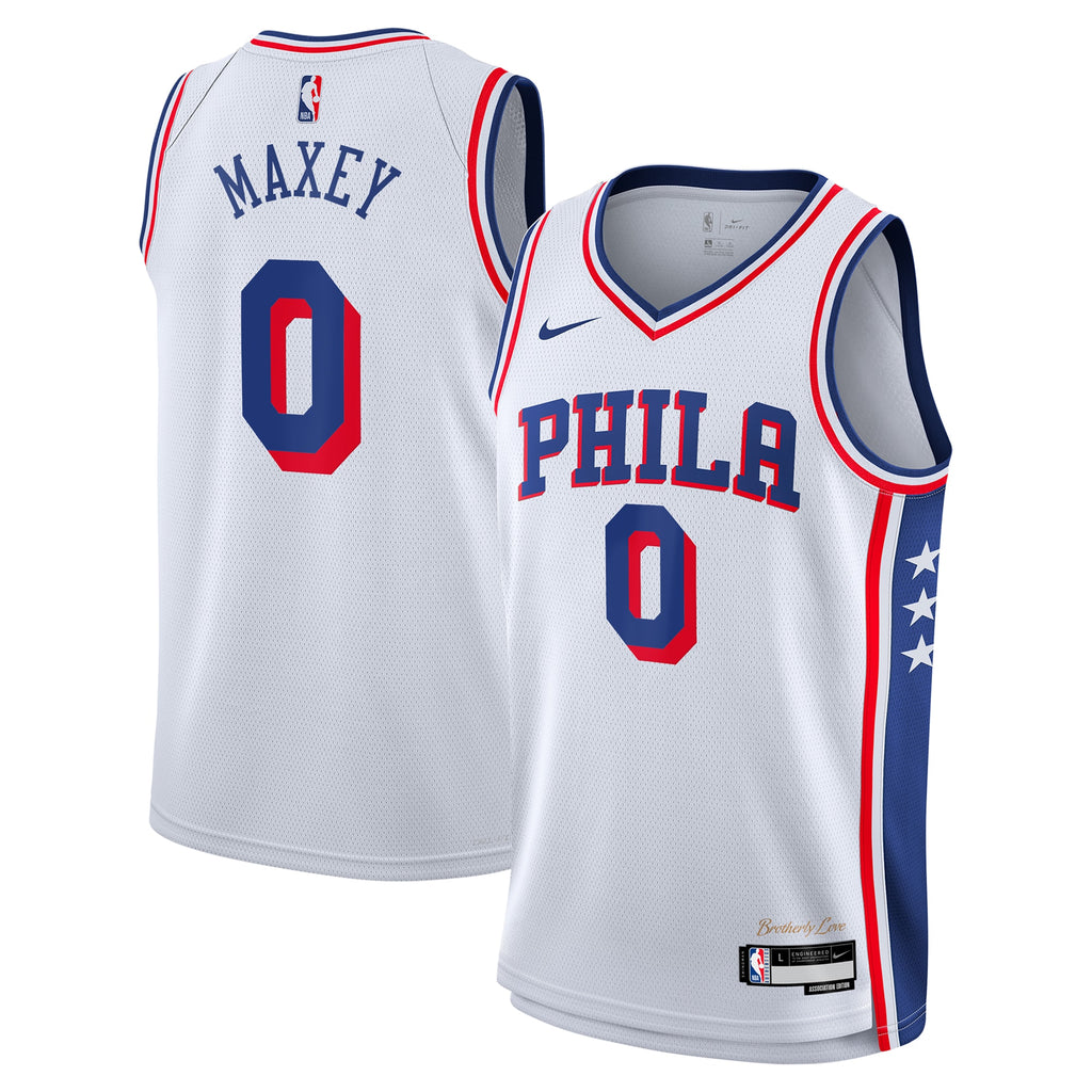 Philadelphia 76ers Nike Association Swingman Jersey - White - Tyrese Maxey - Youth