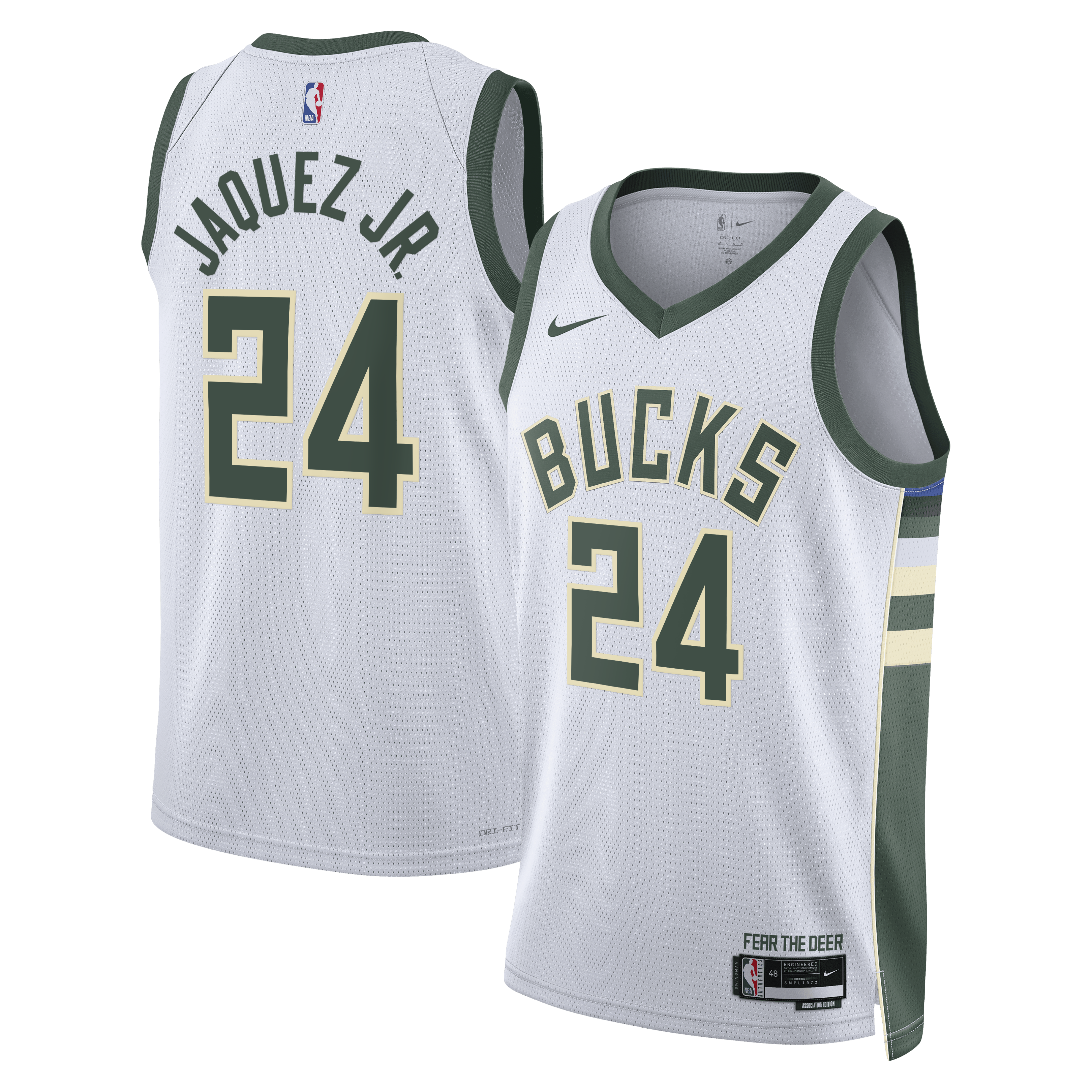 Milwaukee Bucks Nike Association Edition Swingman Jersey - White - Jaime Jaquez Jr. - Unisex