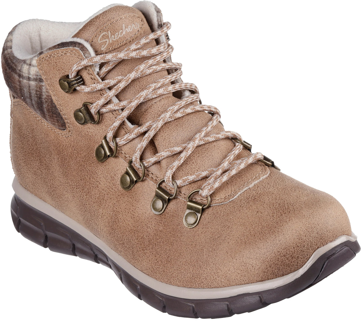 Skechers Synergy Plaid Mood Women's Walking Boots - Brown | Outdoor Performance