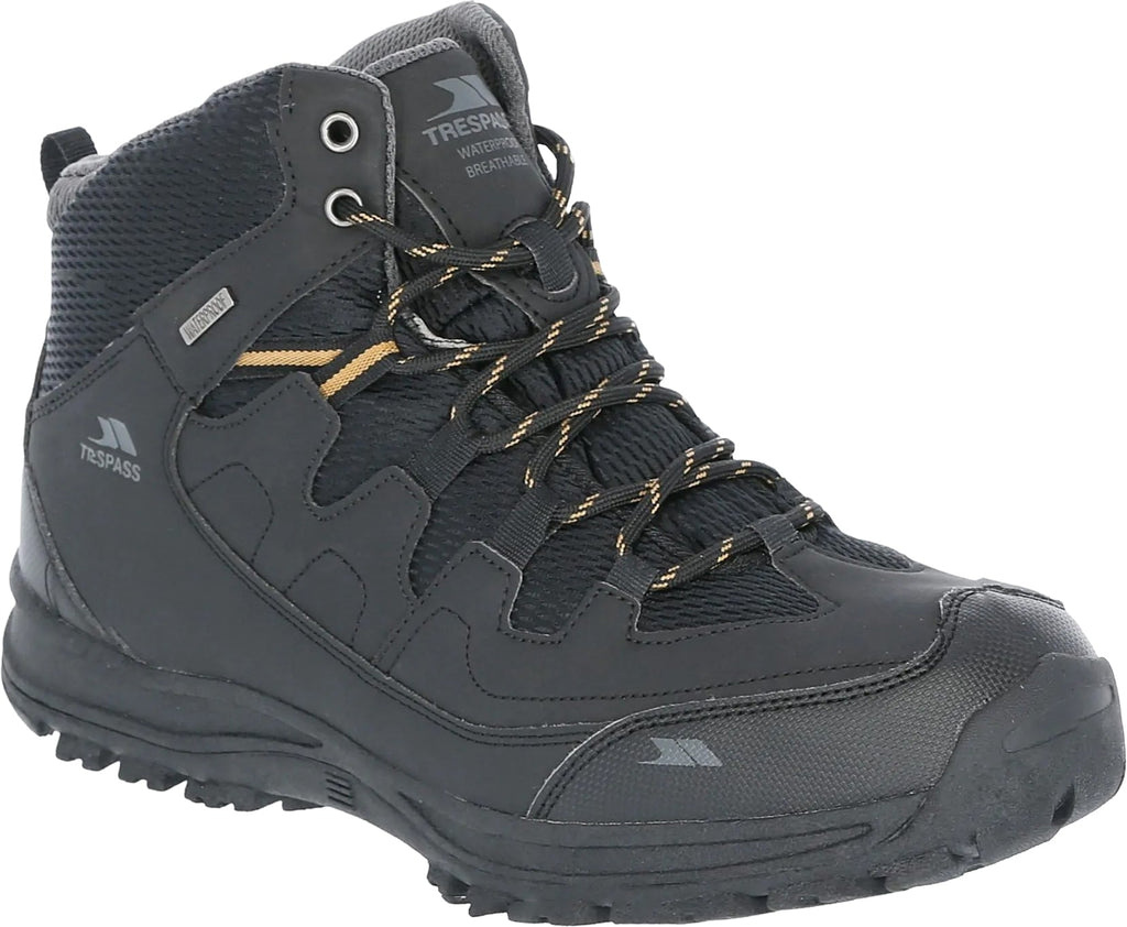 Trespass Finley Mid Waterproof Men's Walking Boots - Black | Outdoor Performance