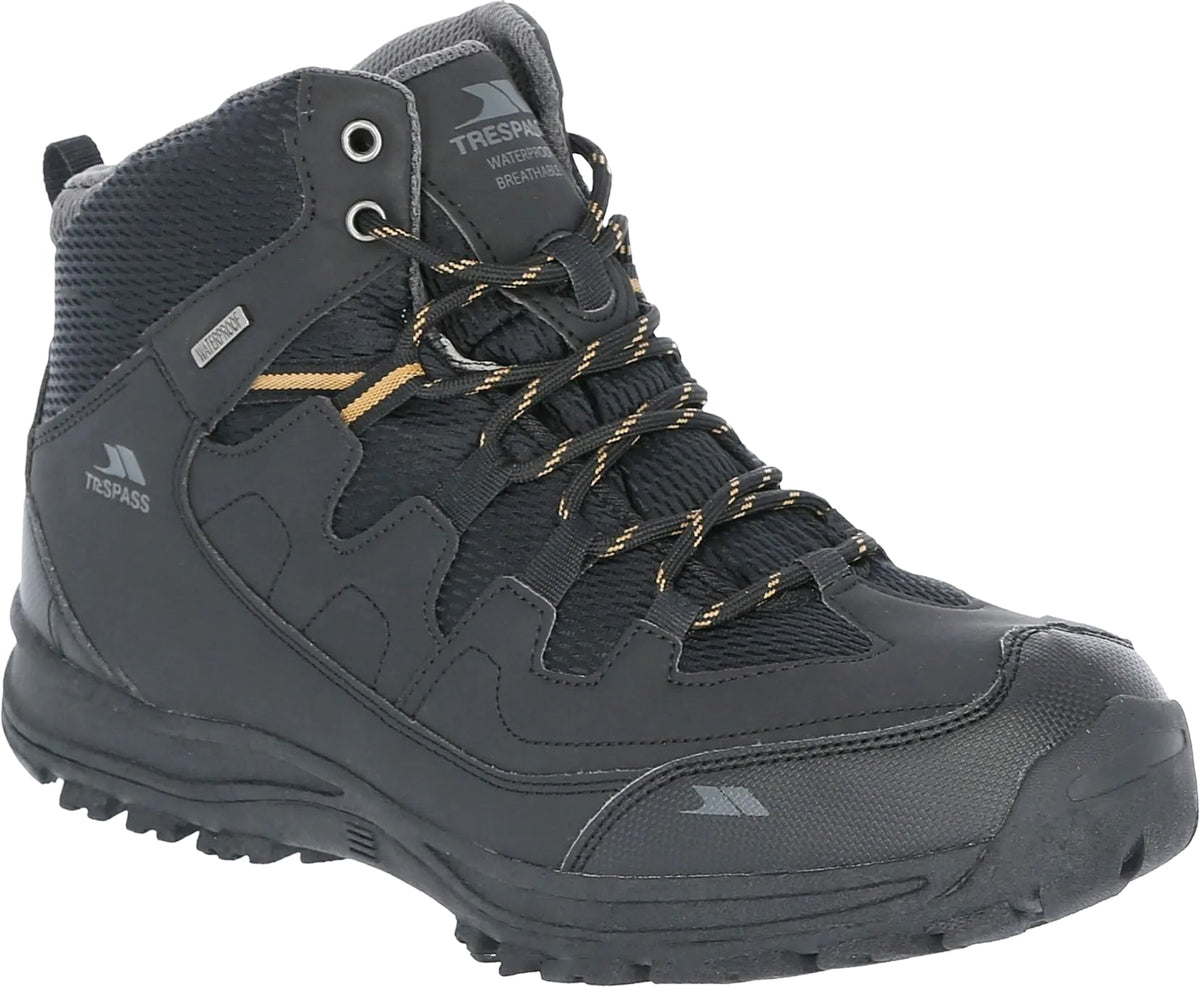 Trespass Finley Mid Waterproof Men's Walking Boots - Black | Outdoor Performance