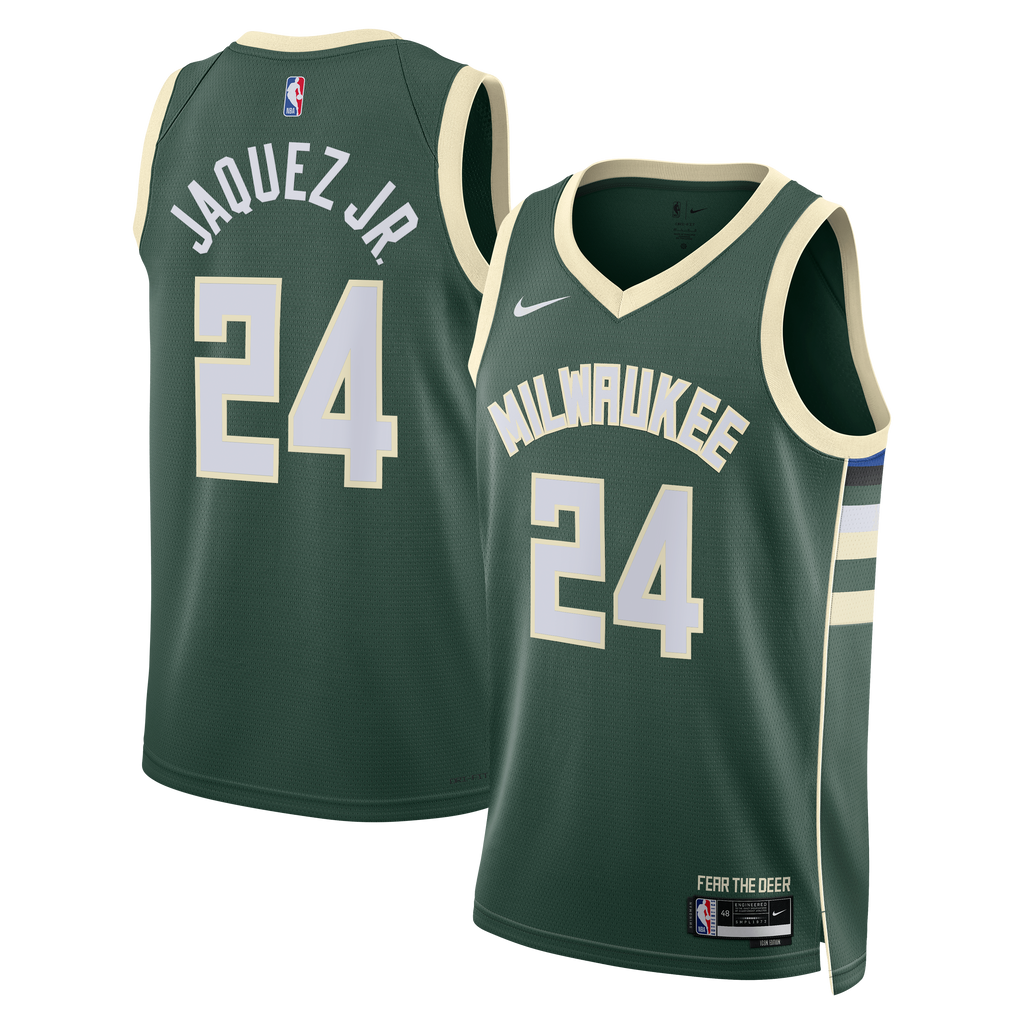 Milwaukee Bucks Nike Icon Edition Swingman Jersey - Hunter Green - Jaime Jaquez Jr. - Unisex