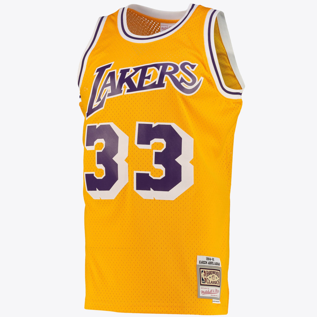 Los Angeles Lakers Mitchell & Ness Kareem Abdul-Jabbar Road Swingman Jersey - Light Gold - Men's