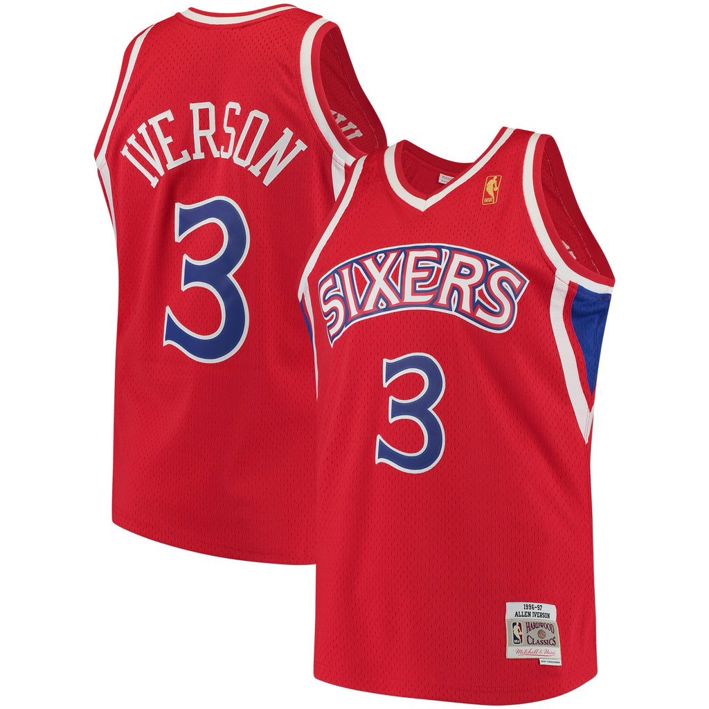Philadelphia 76ers Mitchell & Ness Allen Iverson 1996-97 Hardwood Classics Swingman Jersey - Red - Men's