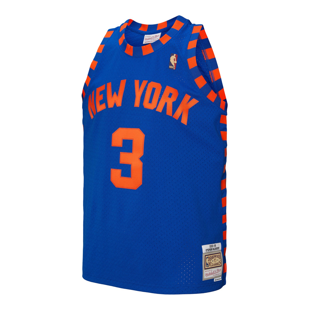 New York Knicks Mitchell & Ness Stephon Marbury 2005/06 Hardwood Classics Swingman Jersey - Blue - Men's