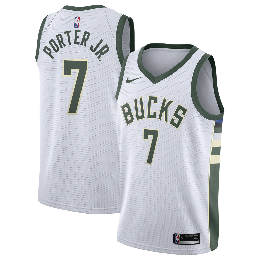 Milwaukee Bucks Nike Association Edition Swingman Jersey - White - Kevin Porter Jr. - Youth