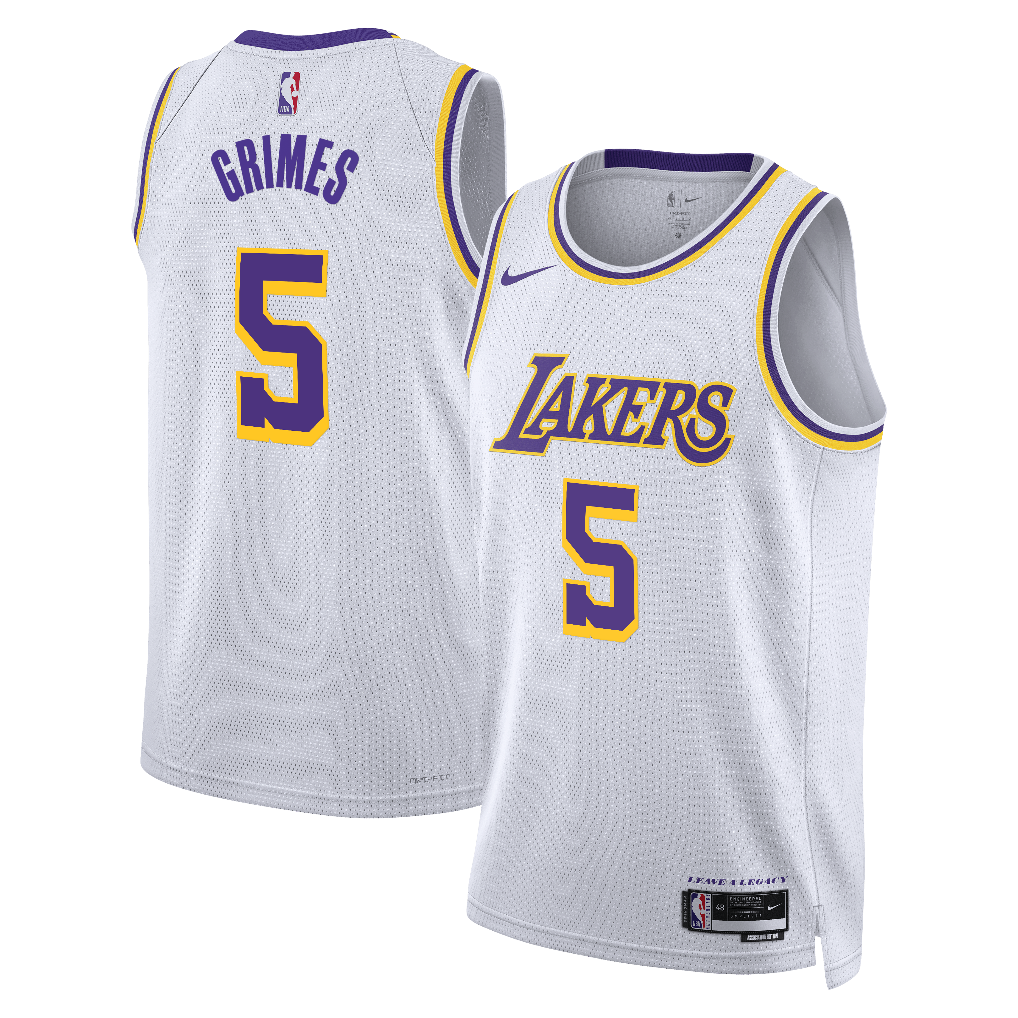 Los Angeles Lakers Nike Association Edition Swingman Jersey - White - Quentin Grimes - Unisex