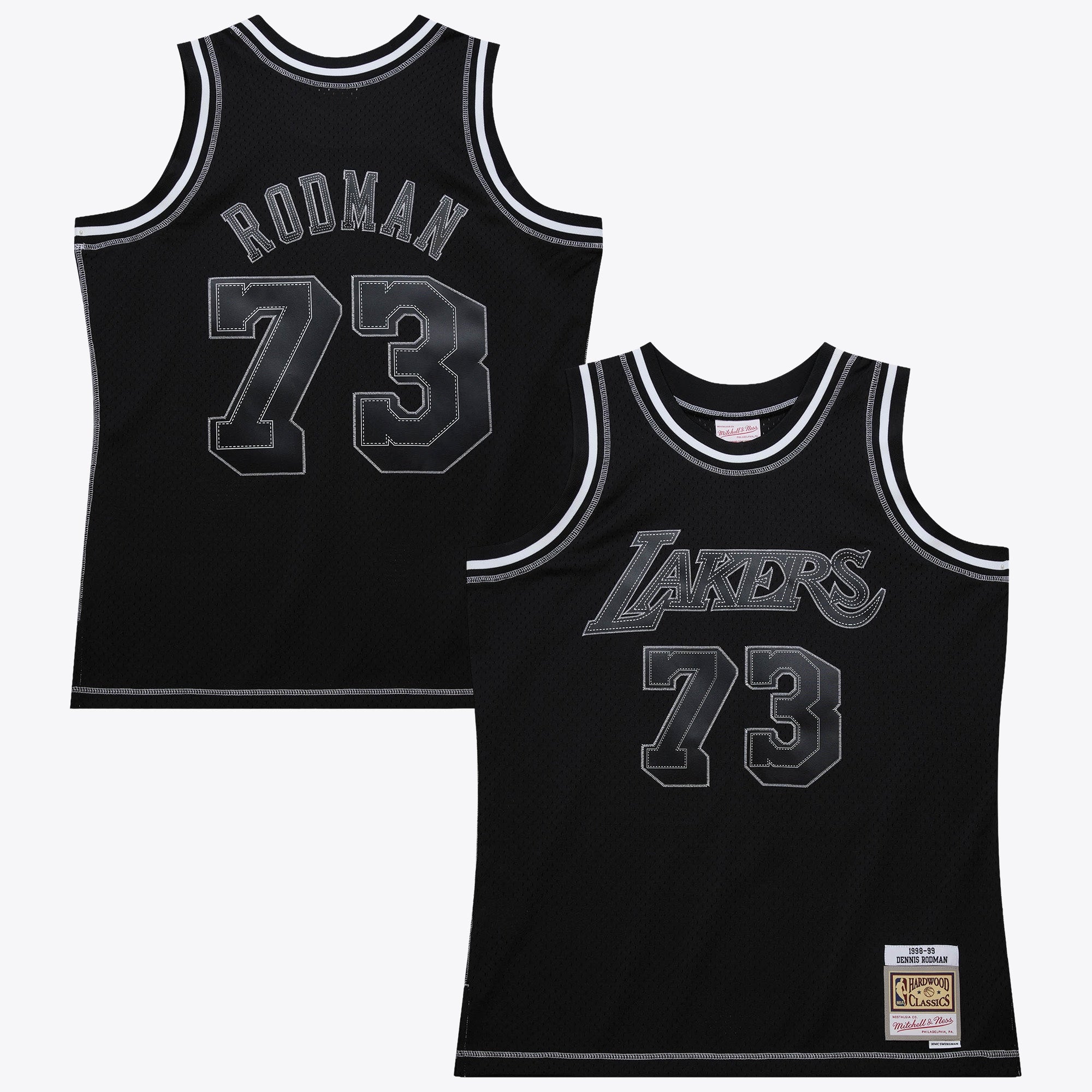 Los Angeles Lakers Mitchell & Ness Dennis Rodman 1998 Contrast 2K Swingman Jersey - Black