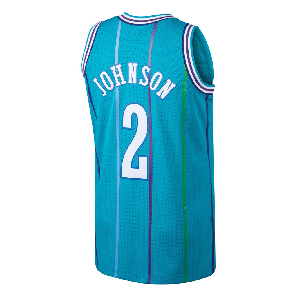 Charlotte Hornets Mitchell & Ness Larry Johnson 1992-93 Hardwood Classics Swingman Jersey - Teal - Men's
