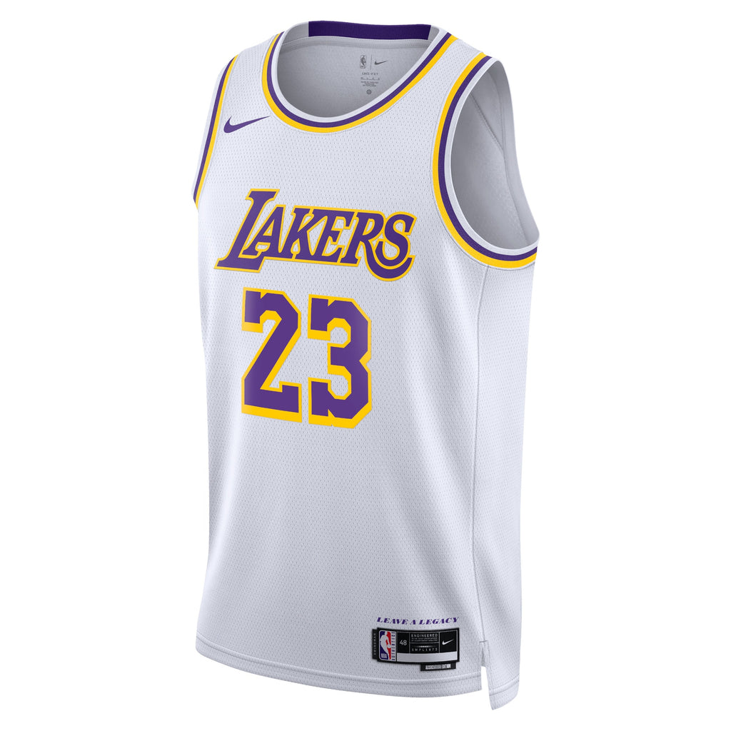 Los Angeles Lakers Nike Association Edition Swingman Jersey - White - LeBron James - Unisex
