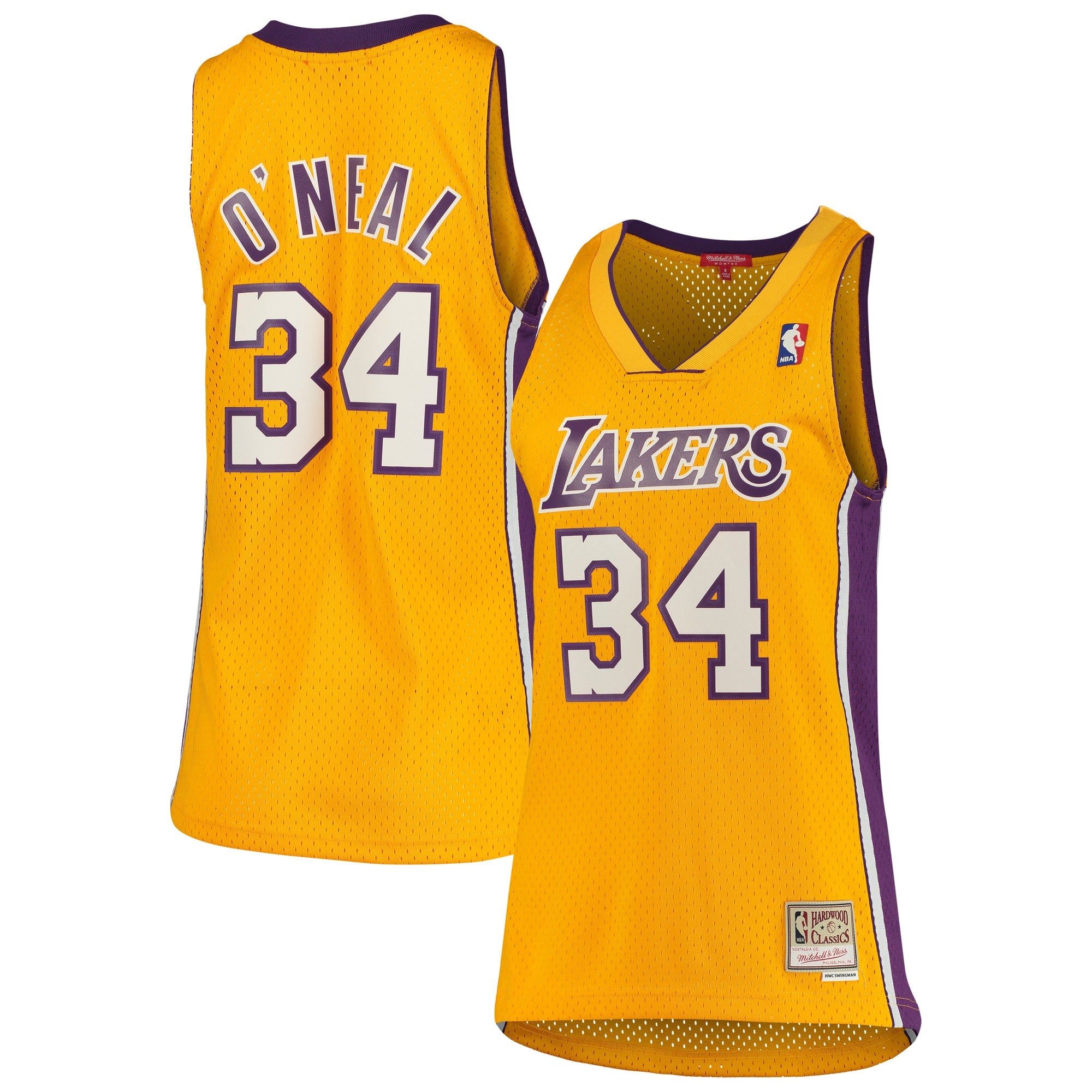 Los Angeles Lakers Mitchell & Ness Shaquille O'Neal 1999-00 Hardwood Classics Swingman Jersey - Gold - Women's