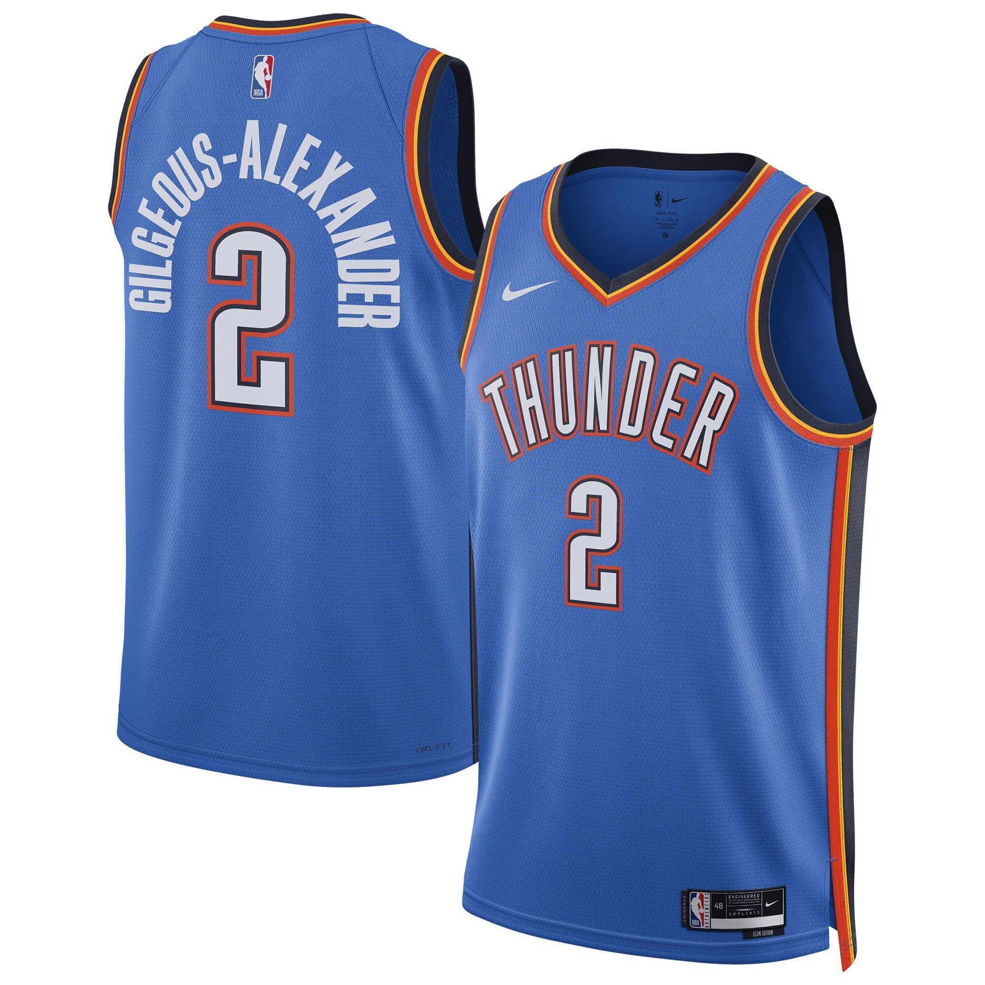 Oklahoma City Thunder Nike Replica Icon Swingman Jersey - Gilgeous-Alexander - Unisex