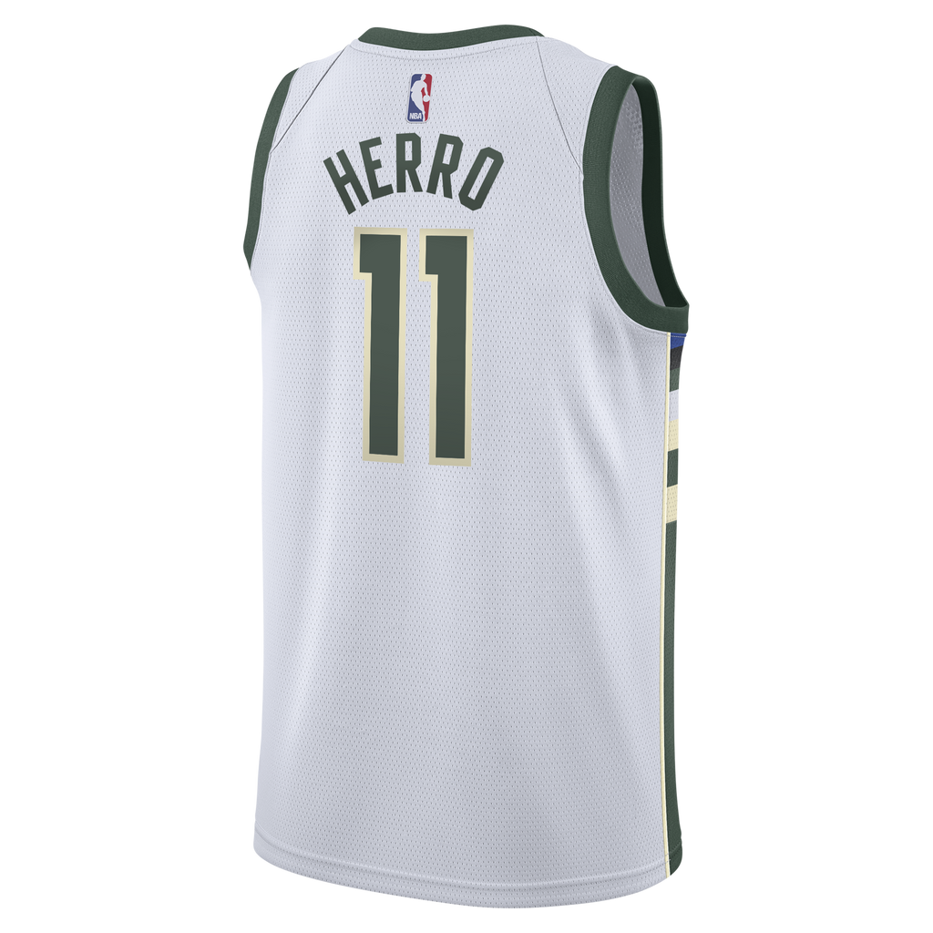 Milwaukee Bucks Nike Association Edition Swingman Jersey - White - Tyler Herro - Youth