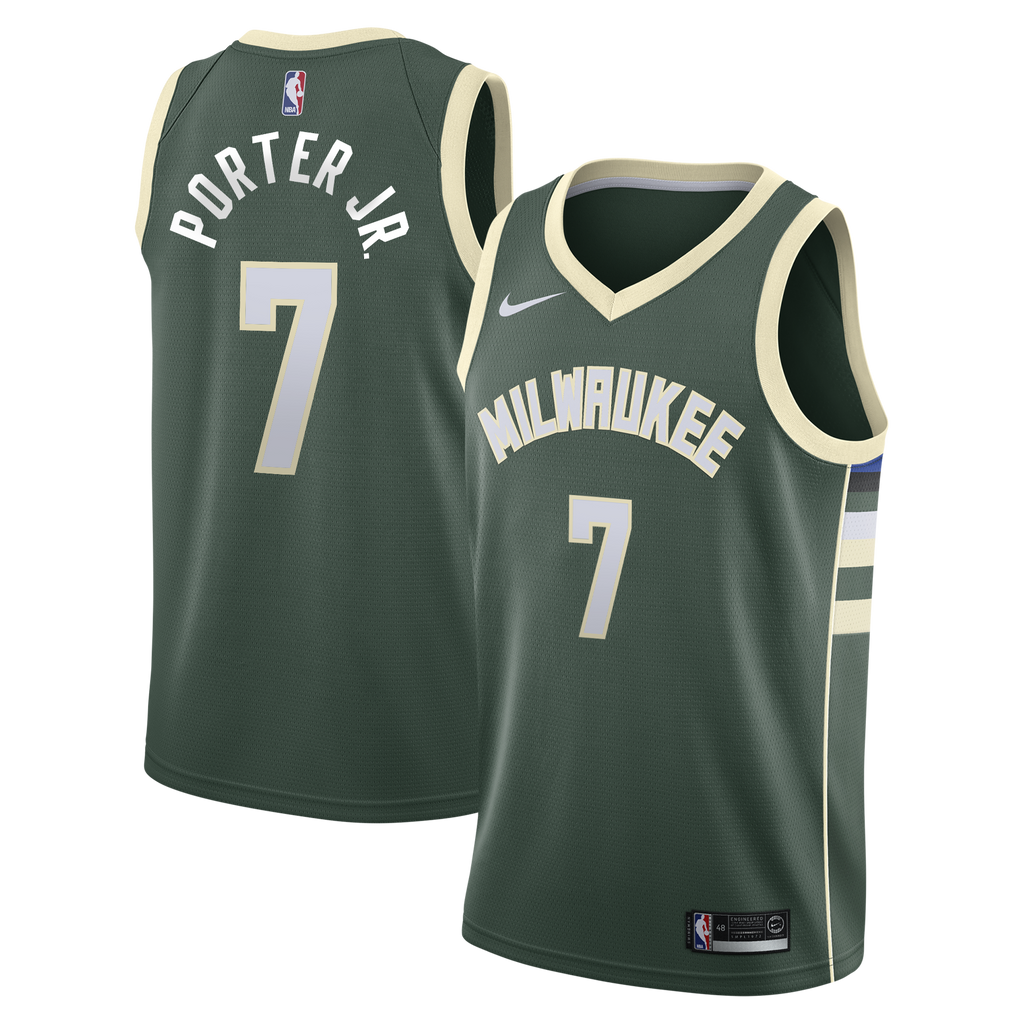 Milwaukee Bucks Nike Icon Edition Swingman Jersey - Hunter Green - Kevin Porter Jr. - Youth