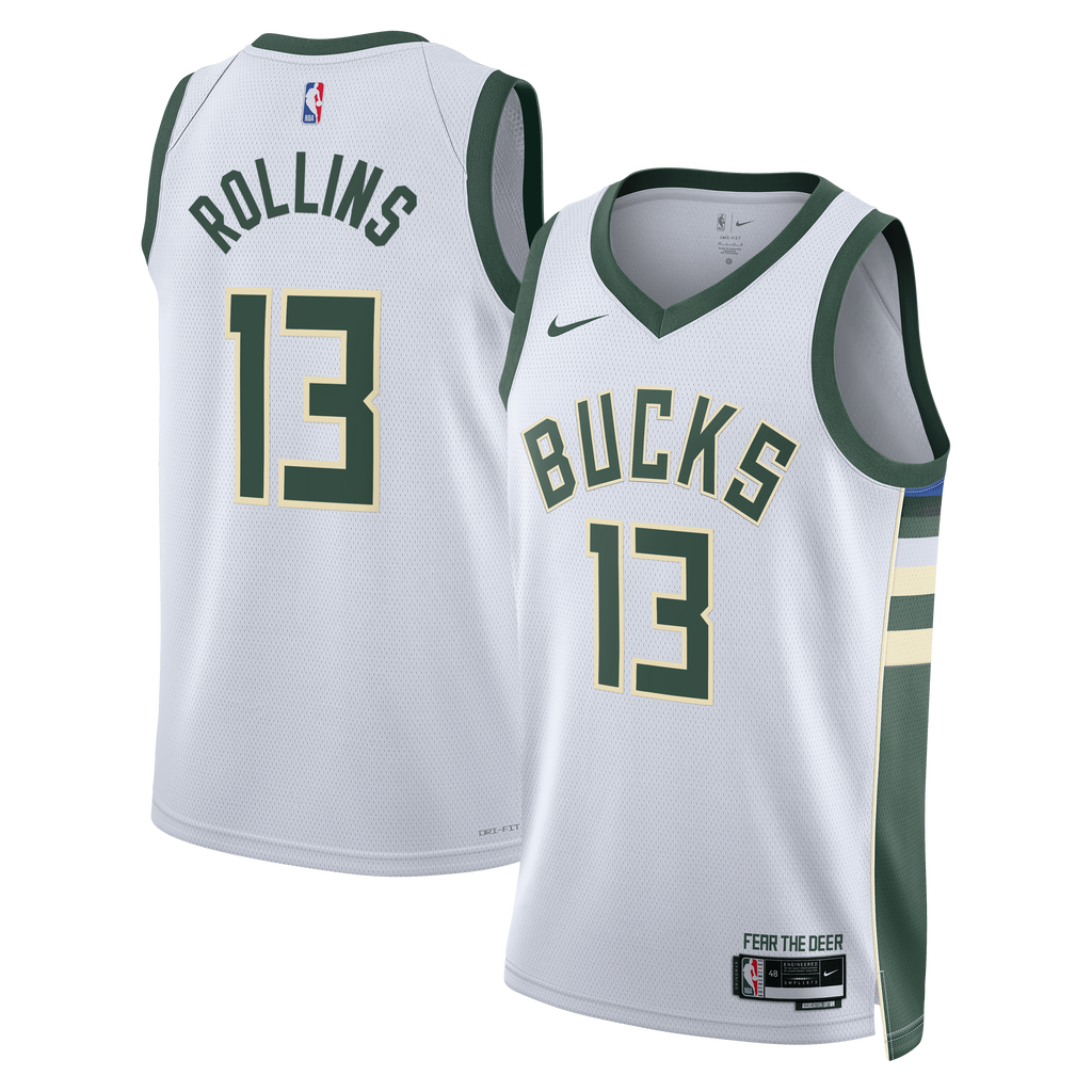 Milwaukee Bucks Nike Association Edition Swingman Jersey - White - Ryan Rollins - Unisex