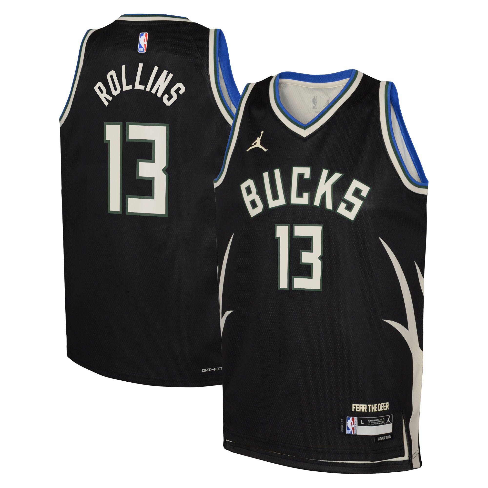 Milwaukee Bucks Jordan Brand Statement Edition Swingman Jersey - Hunter Green - Ryan Rollins - Youth