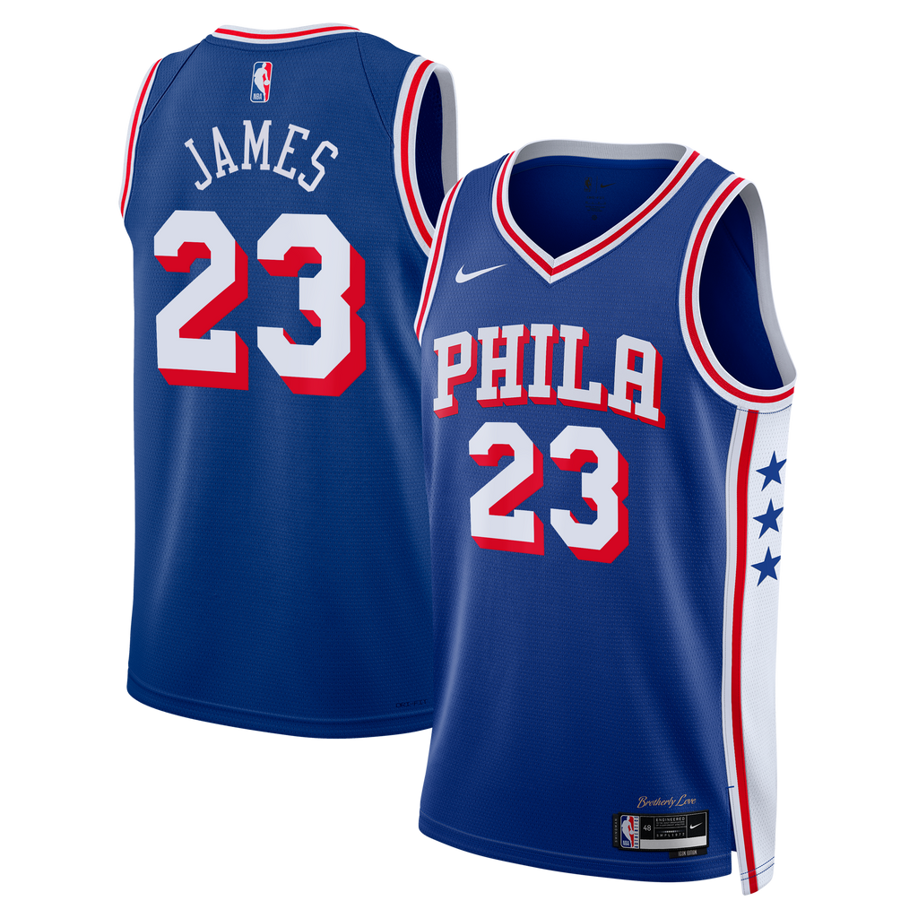 Philadelphia 76ers Nike Icon Edition Swingman Jersey - Royal - LeBron James - Youth