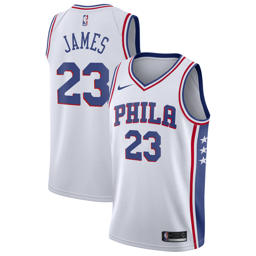 Philadelphia 76ers Nike Association Edition Swingman Jersey - White - LeBron James - Youth