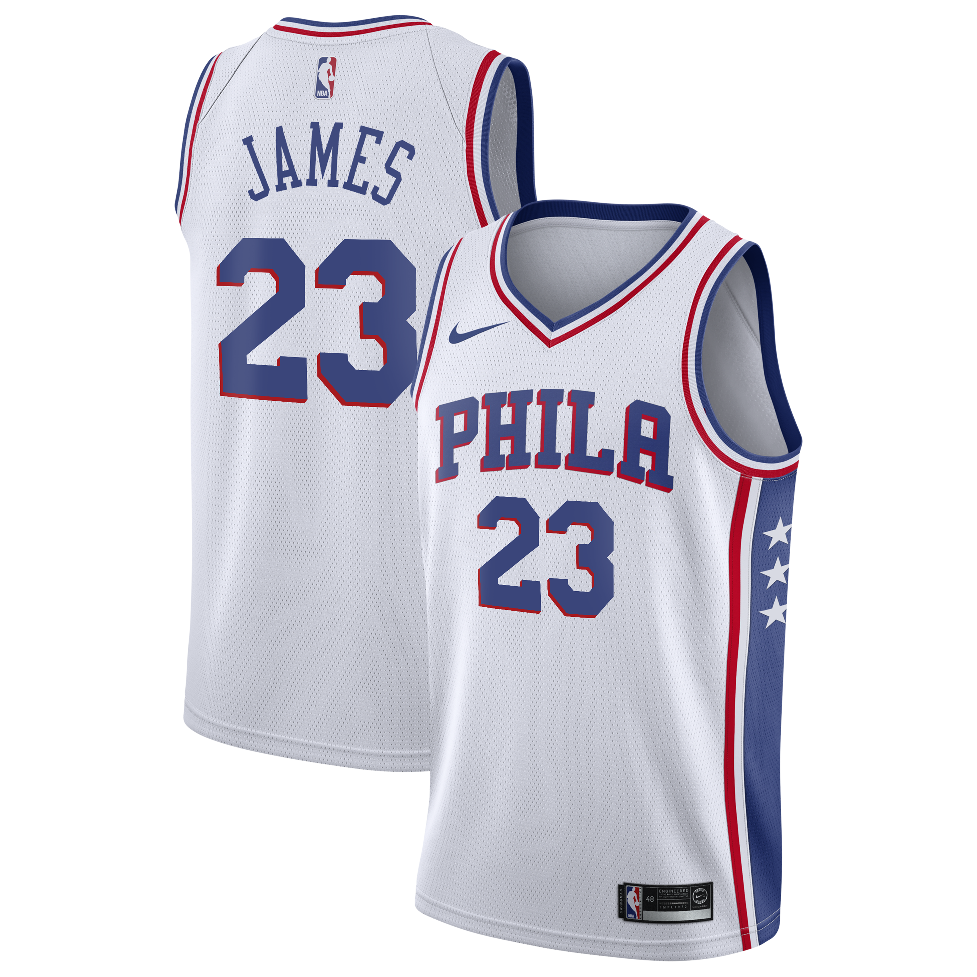 Philadelphia 76ers Nike Association Edition Swingman Jersey - White - LeBron James - Youth