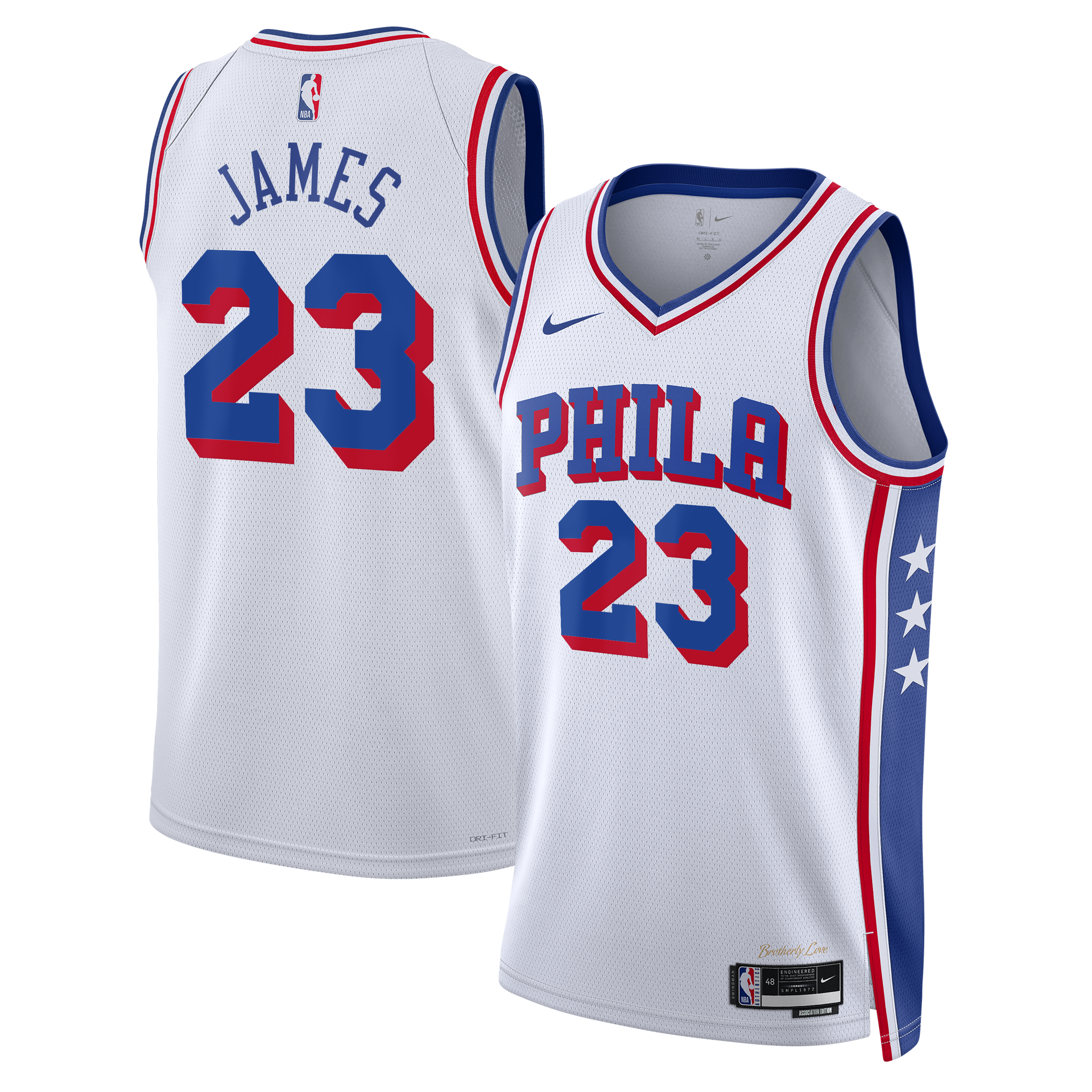 Philadelphia 76ers Nike Association Edition Swingman Jersey - White - LeBron James - Unisex