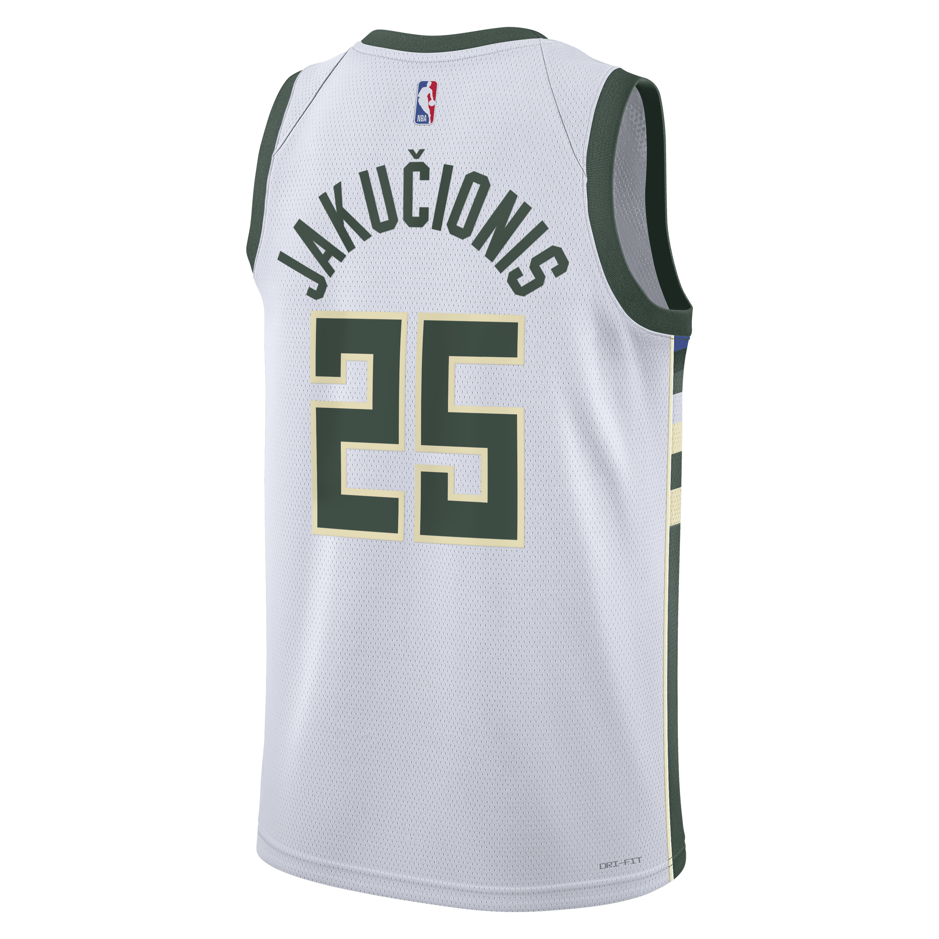 Milwaukee Bucks Nike Association Edition Swingman Jersey - White - Kasparas Jakučionis - Unisex