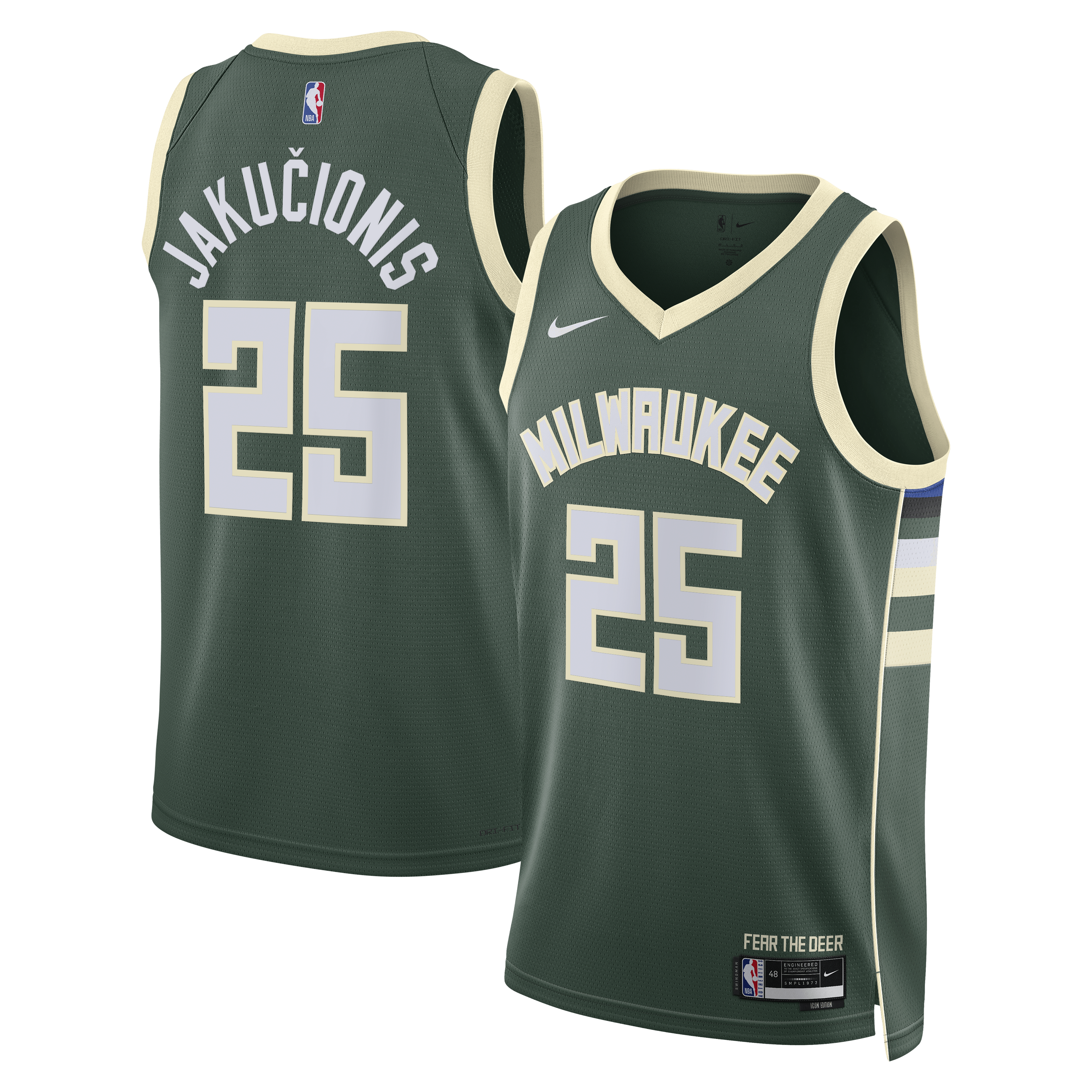 Milwaukee Bucks Nike Icon Edition Swingman Jersey - White - Kasparas Jakučionis - Unisex