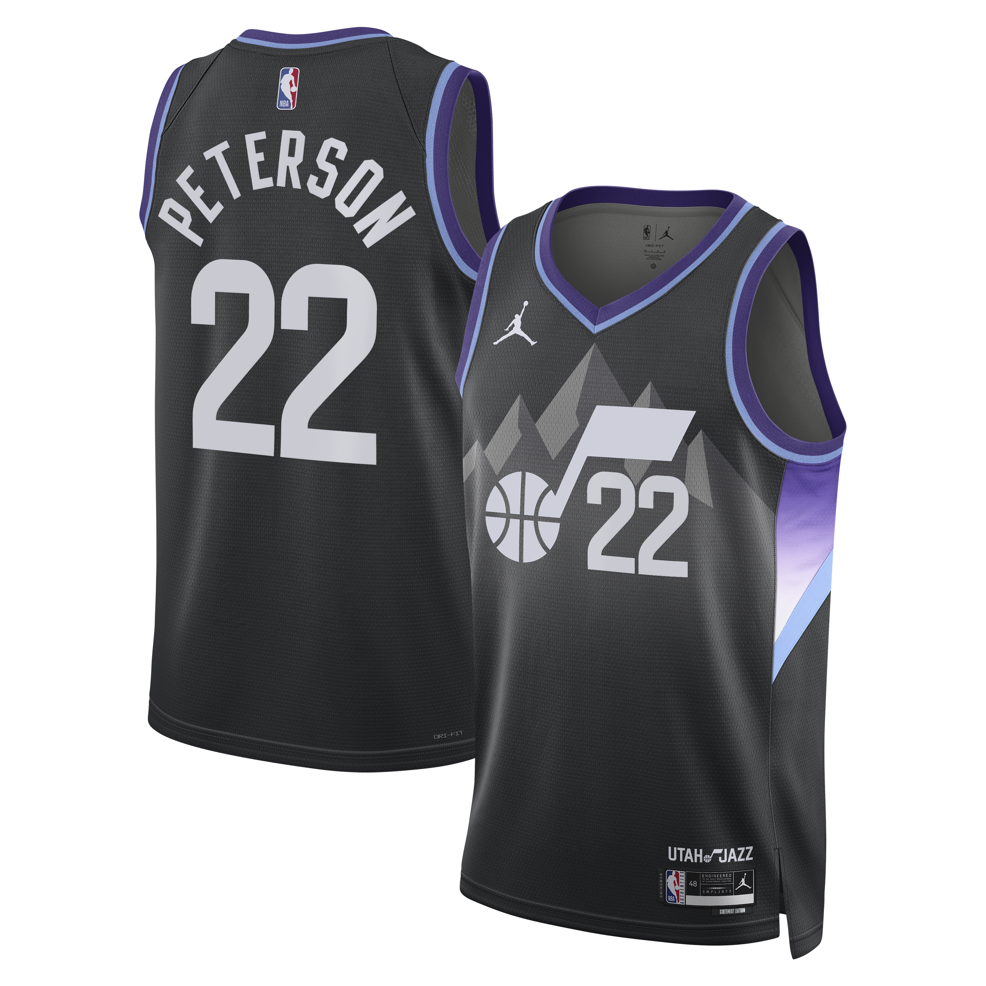 Utah Jazz Jordan Brand Statement Edition Swingman Jersey - Black - Darryn Peterson - Men's