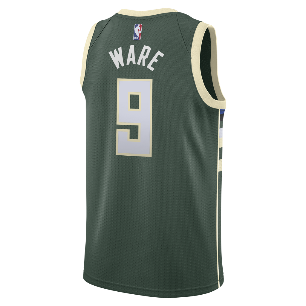 Milwaukee Bucks Nike Icon Edition Swingman Jersey - White - Kel'el Ware - Youth