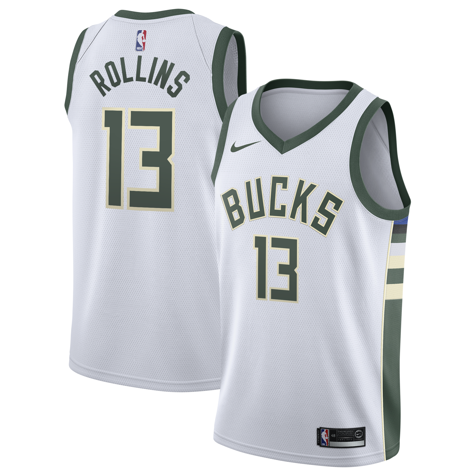 Milwaukee Bucks Nike Association Edition Swingman Jersey - White - Ryan Rollins - Youth