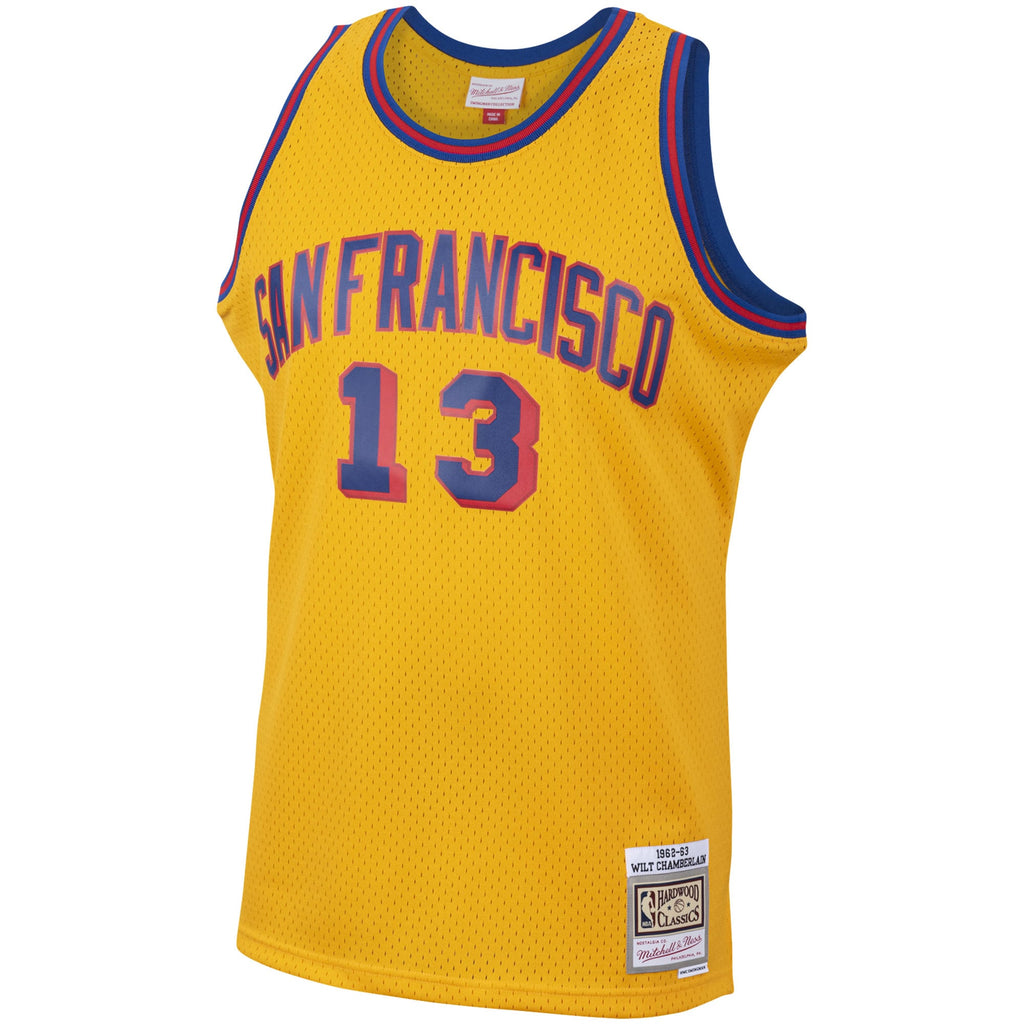 San Francisco Warriors Mitchell & Ness Wilt Chamberlain 1962-63 Hardwood Classics Swingman Jersey - Gold - Men's