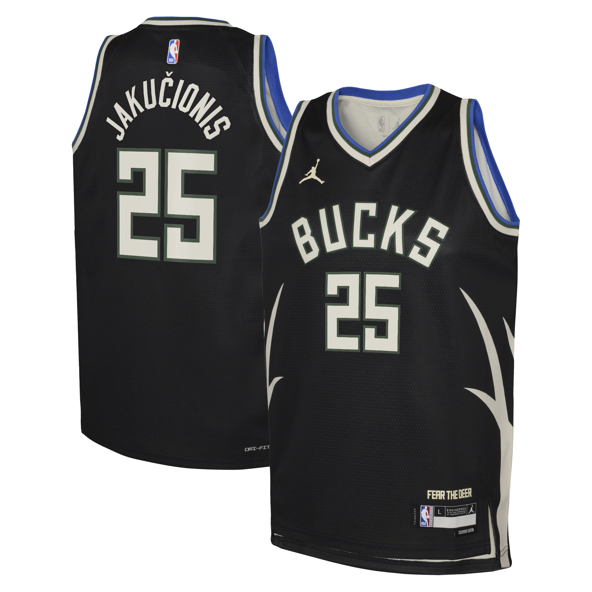 Milwaukee Bucks Jordan Brand Statement Edition Swingman Jersey - Hunter Green - Kasparas Jakučionis - Youth