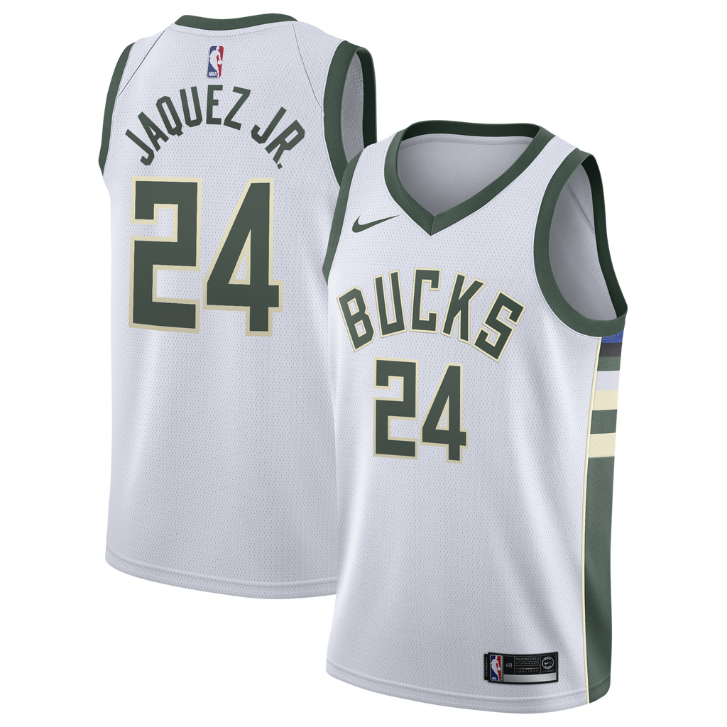 Milwaukee Bucks Nike Association Edition Swingman Jersey - White - Jaime Jaquez Jr. - Youth