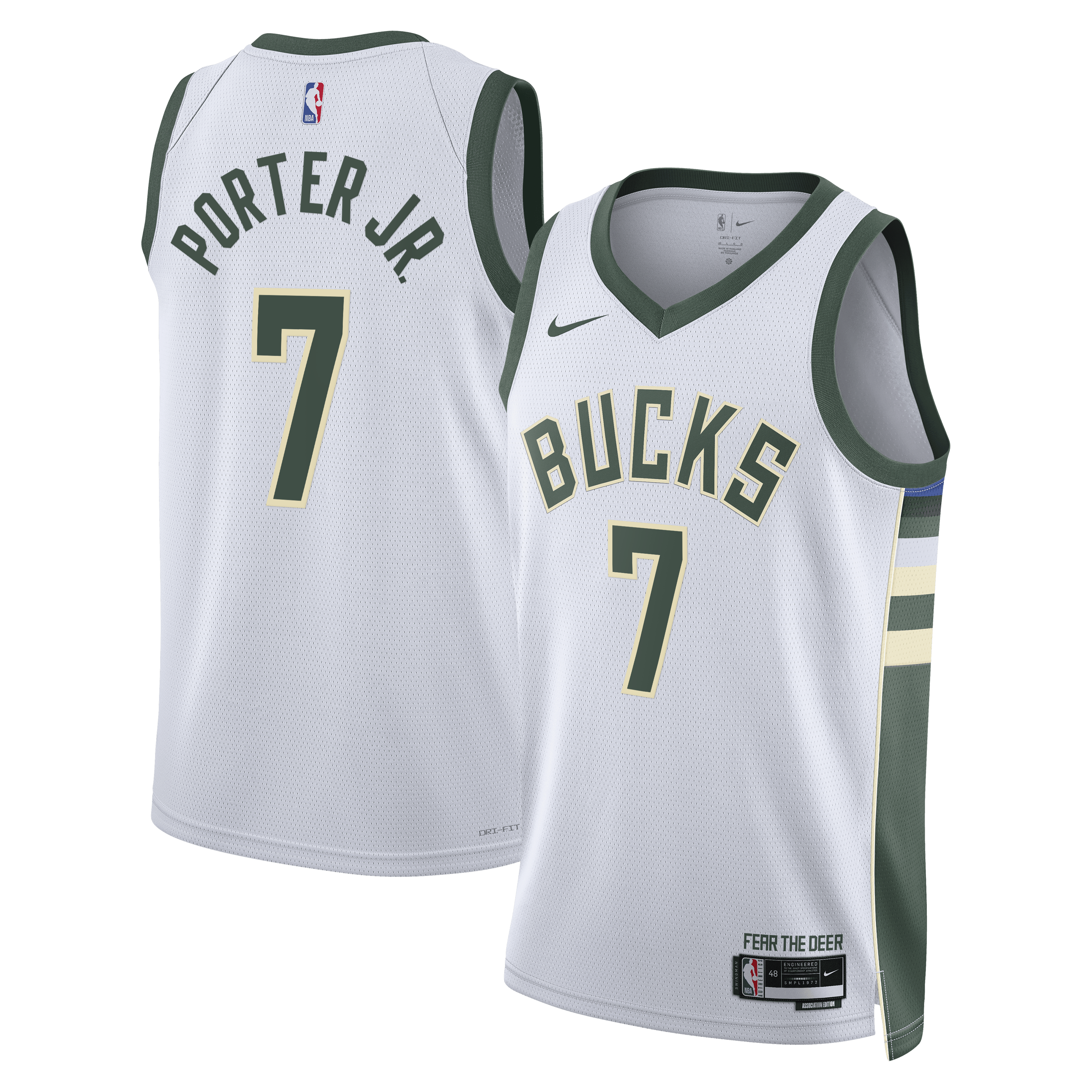 Milwaukee Bucks Nike Association Edition Swingman Jersey - White - Kevin Porter Jr. - Unisex