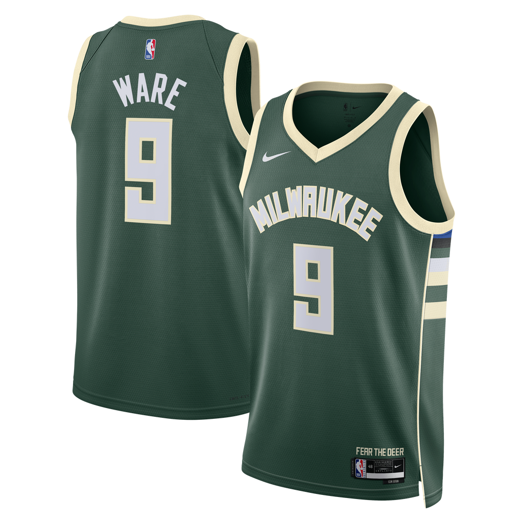 Milwaukee Bucks Nike Icon Edition Swingman Jersey - White - Kel'el Ware - Unisex