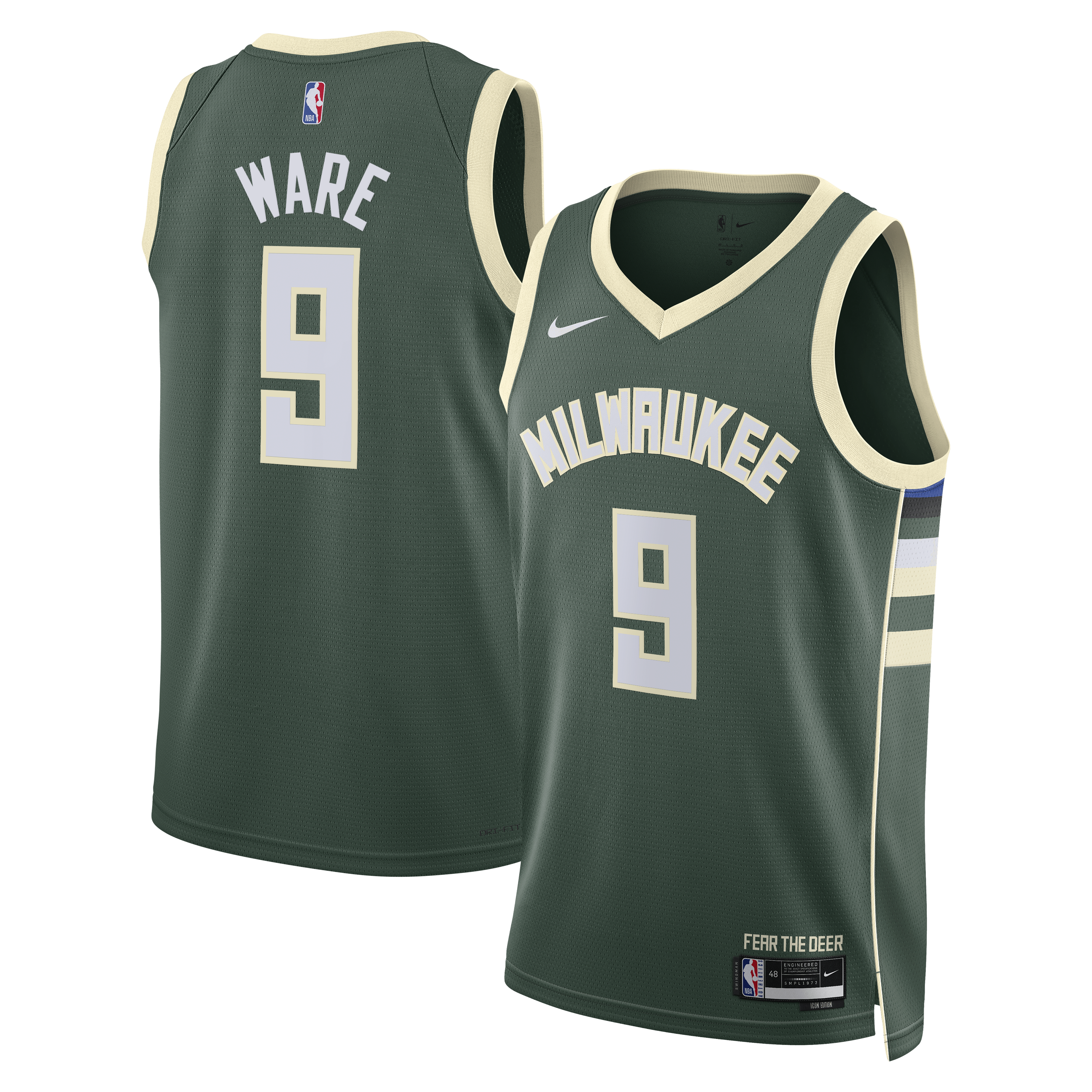 Milwaukee Bucks Nike Icon Edition Swingman Jersey - White - Kel'el Ware - Unisex