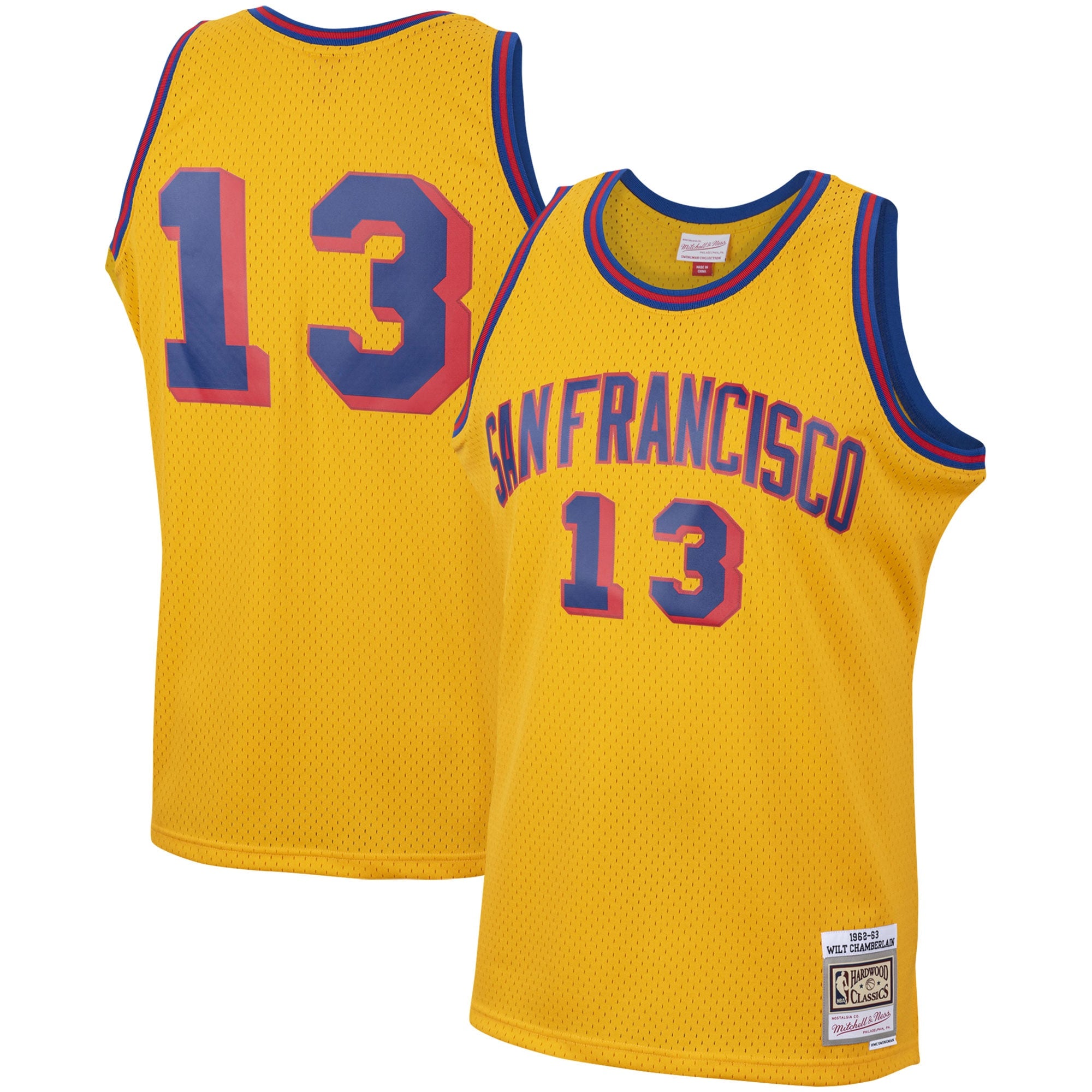 San Francisco Warriors Mitchell & Ness Wilt Chamberlain 1962-63 Hardwood Classics Swingman Jersey - Gold - Men's