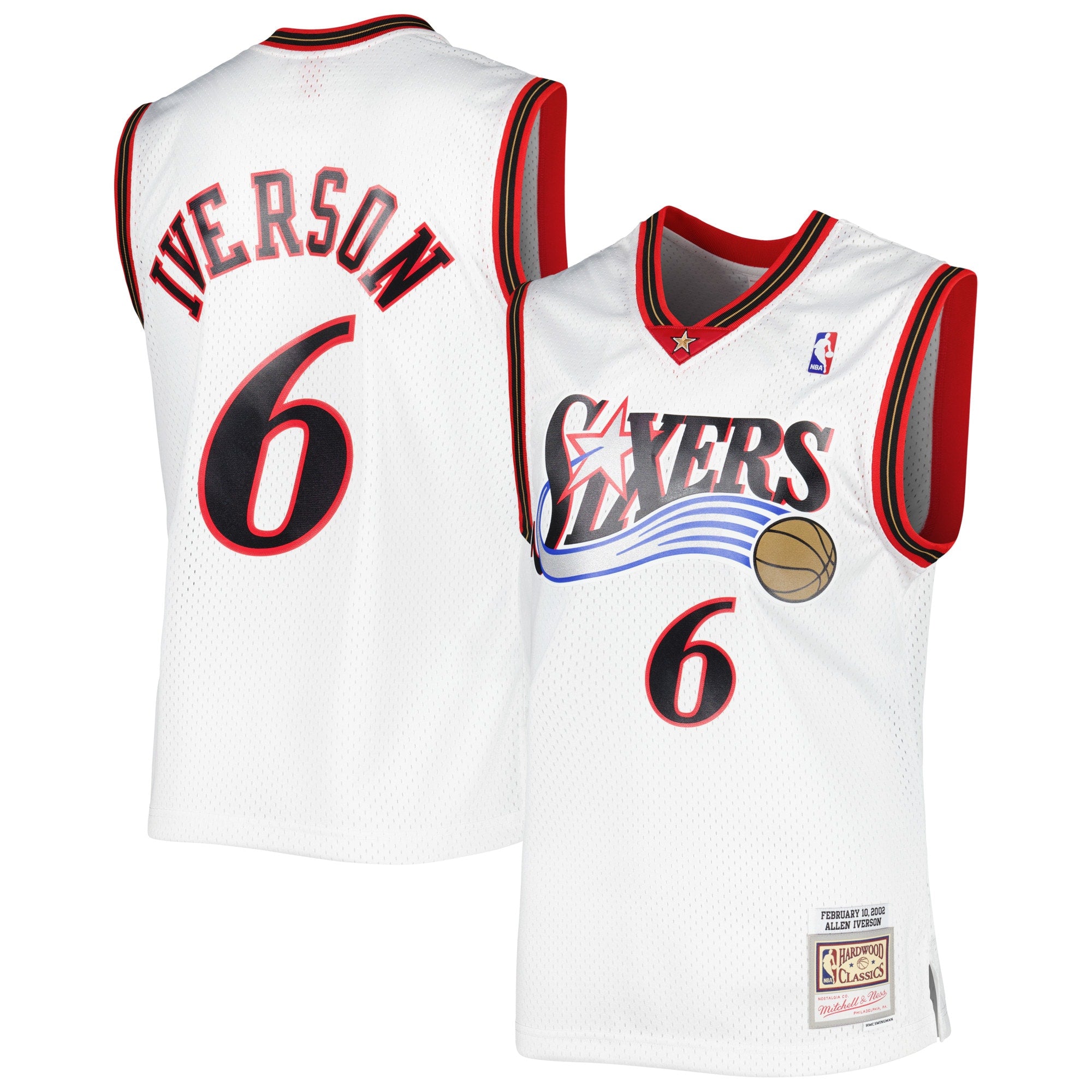 Philadelphia 76ers Mitchell & Ness Allen Iverson 2002/03 Hardwood Classics Swingman Jersey - White - Men's