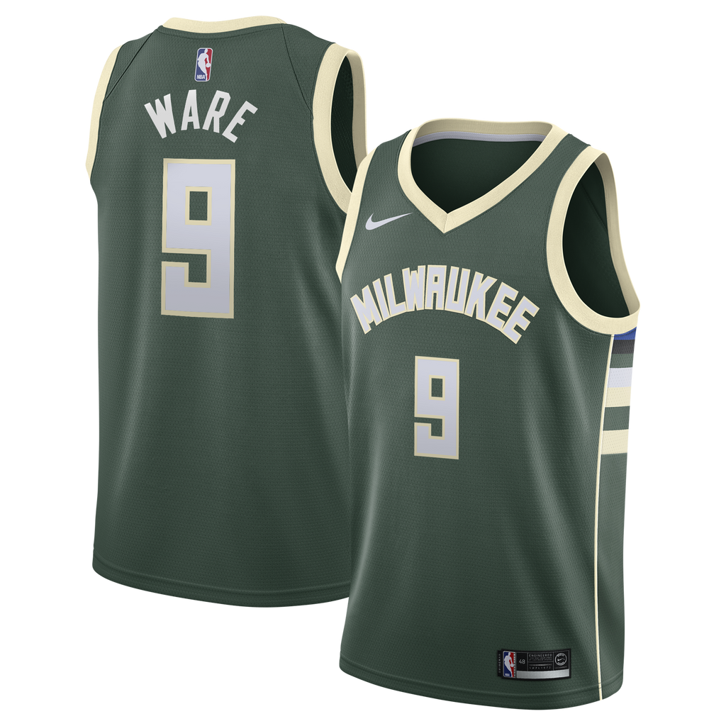 Milwaukee Bucks Nike Icon Edition Swingman Jersey - White - Kel'el Ware - Youth