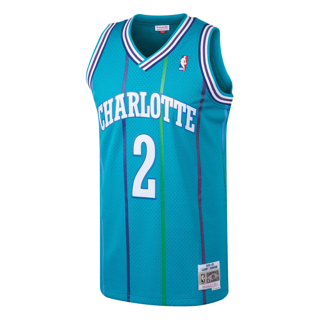 Charlotte Hornets Mitchell & Ness Larry Johnson 1992-93 Hardwood Classics Swingman Jersey - Teal - Men's